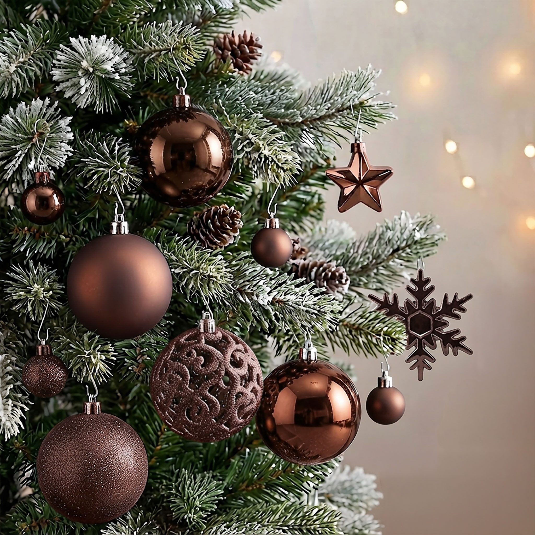 Spetebo Weihnachtsbaumkugel Kunststoff Christbaumkugel Set bruchsicher (111 St), inklusive Metall Haken – Bild 5 von 5