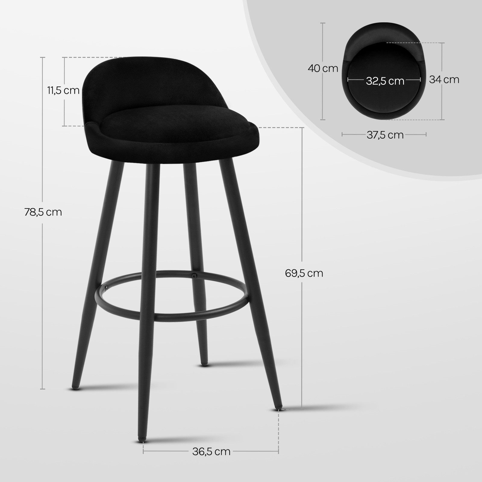 Woltu Barhocker (Set, 2 St), Barstühle mit Lehne, Belastbarkeit bis 150 kg