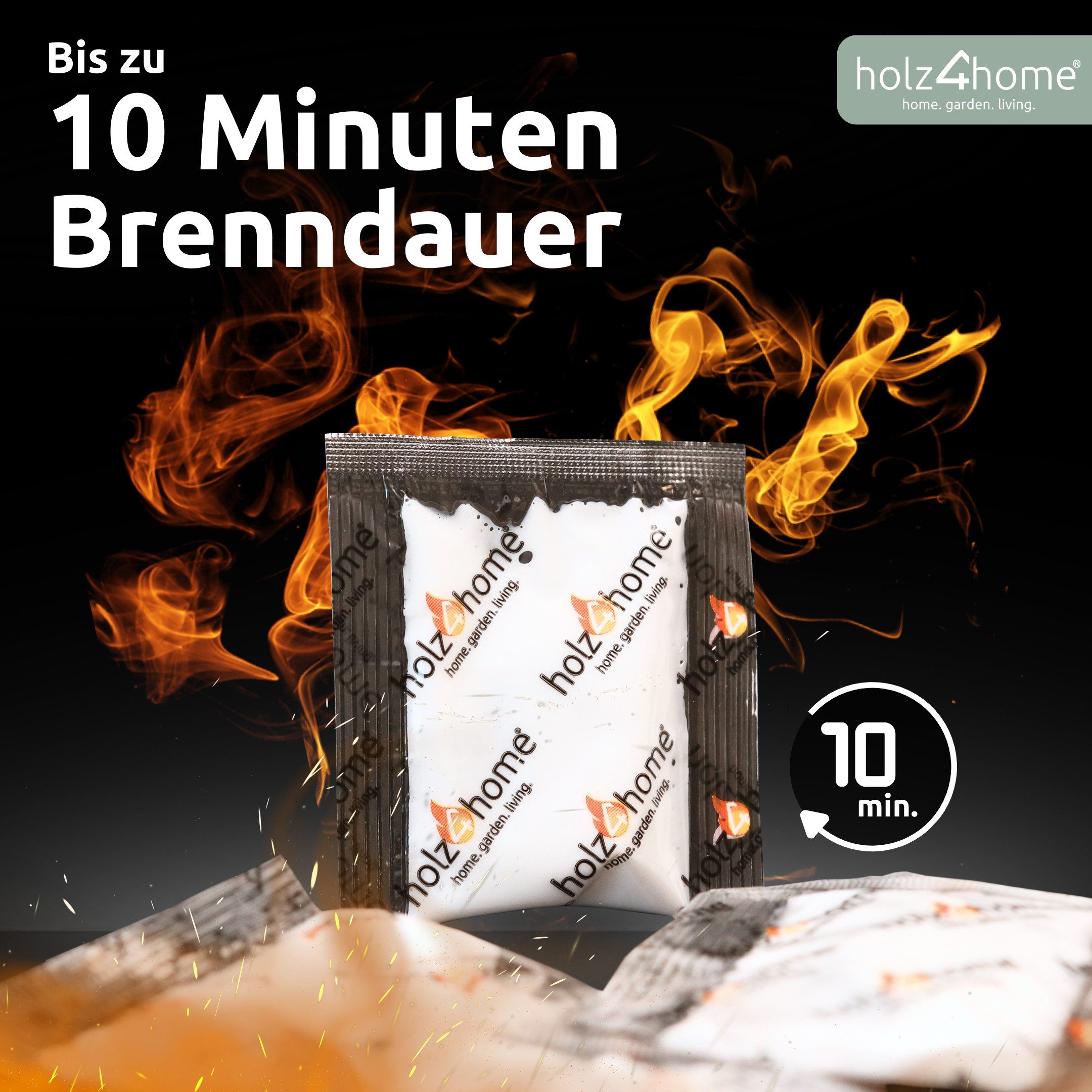 holz4home® Grillanzünder Anzündtüten Kaminanzünder I Anzünder Ofenanzünder Zündtüten Kamin, (100-St), Lange Brennbar & Wasserdicht – Bild 4 von 5