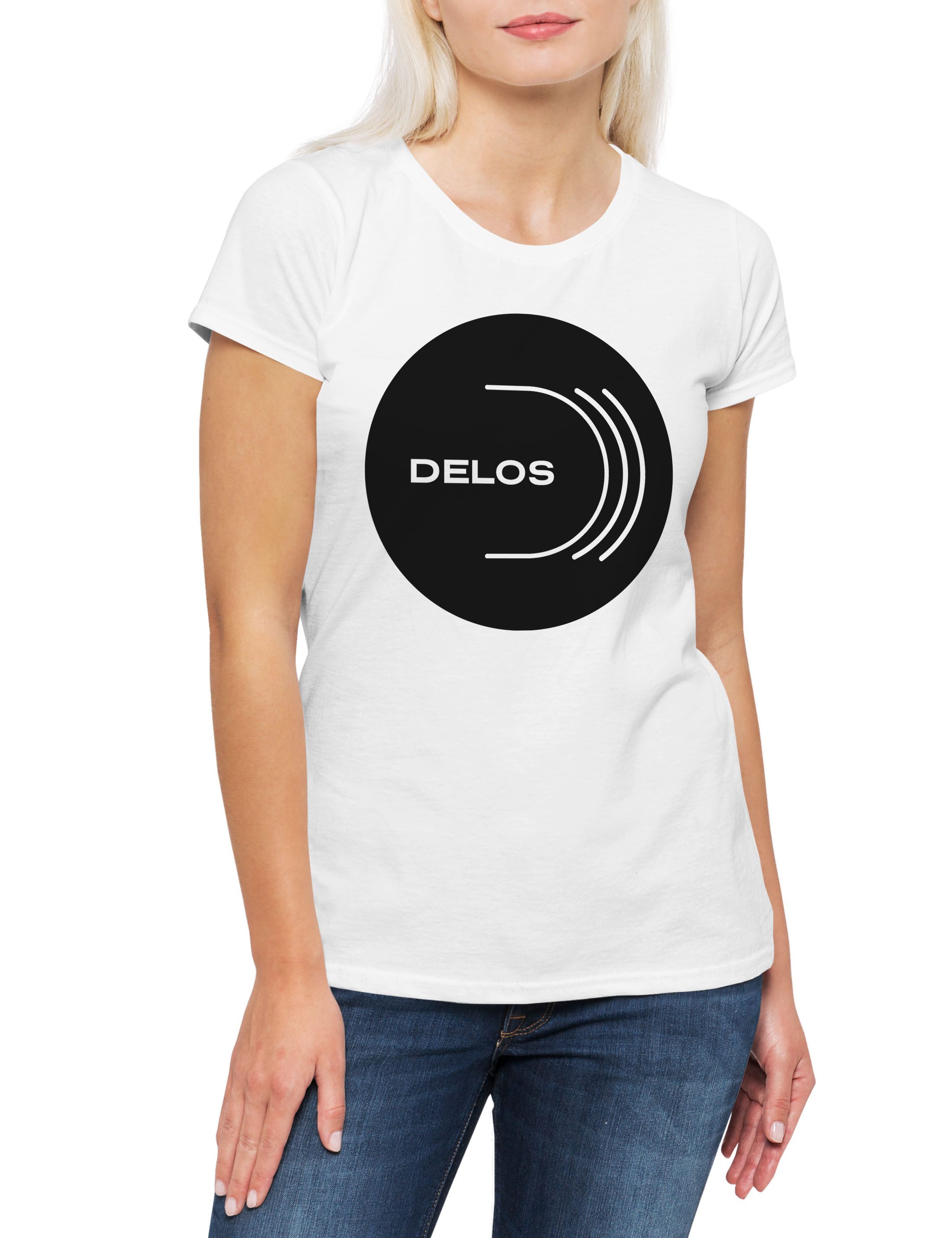 Print-Shirt Delos B2 Damen T-Shirt Westworld Labyrinth Circle Kreis Kopf Head