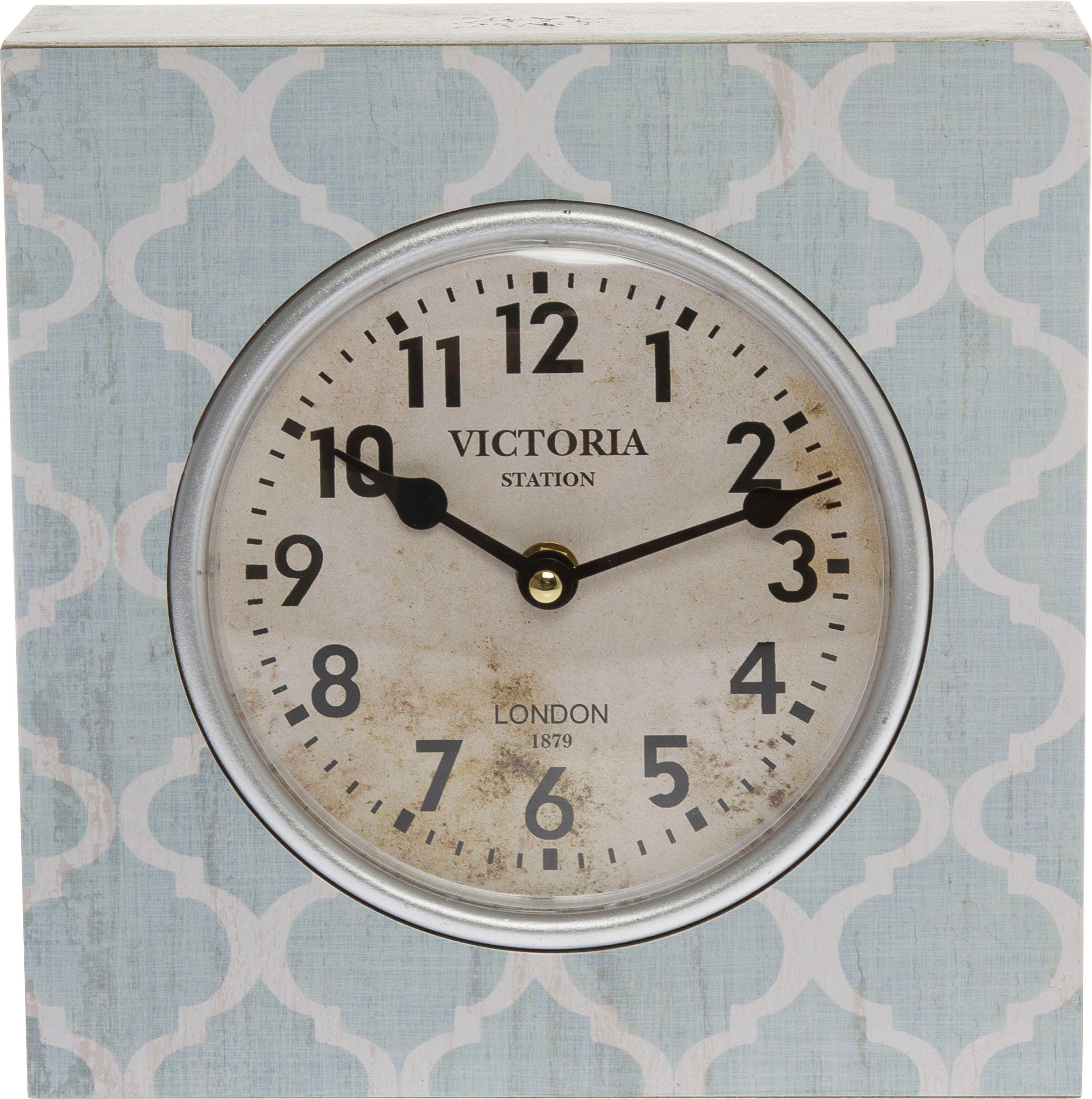 Myflair Möbel & Accessoires Wanduhr - Hellblau- (hellblau, Standuhr, eckig, Shabby Optik, ideal im Wohnzimmer)