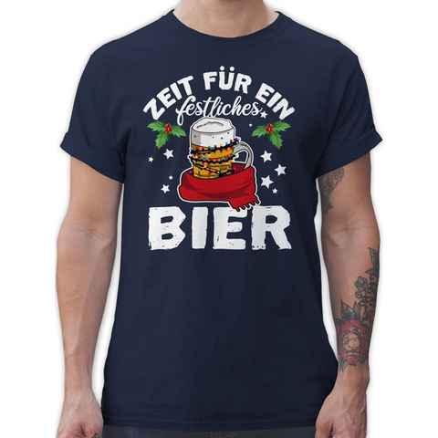 Shirtracer T-Shirt Zeit für ein festliches Bier Weihachten Kleidung