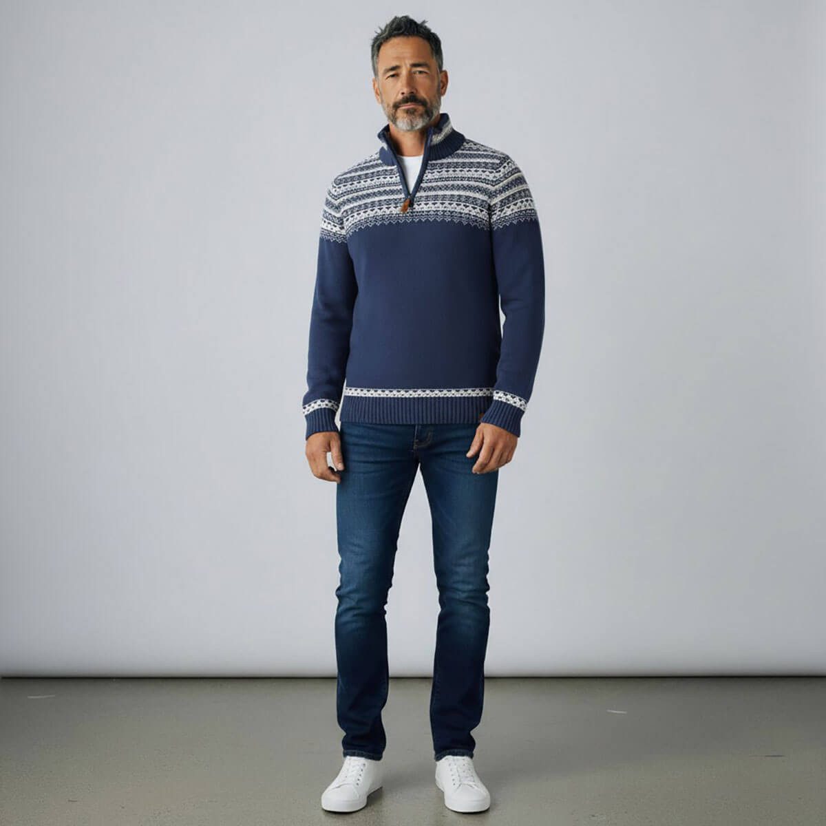 tomBrook Norwegerpullover 80895 Herren Troyer mit Norweger-Strick-Muster - Strickpullover Baumwolle