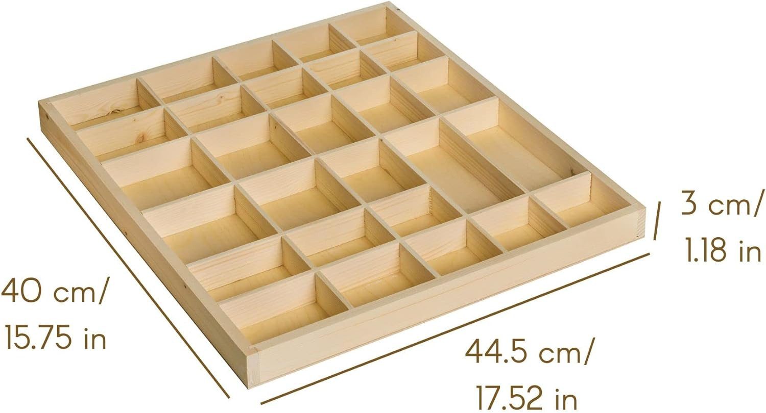 Creative Deco Schubladenbox Setzkasten Holz Sammelbox Holztablett 28 Fächer 44,5 x 40 x 3 cm