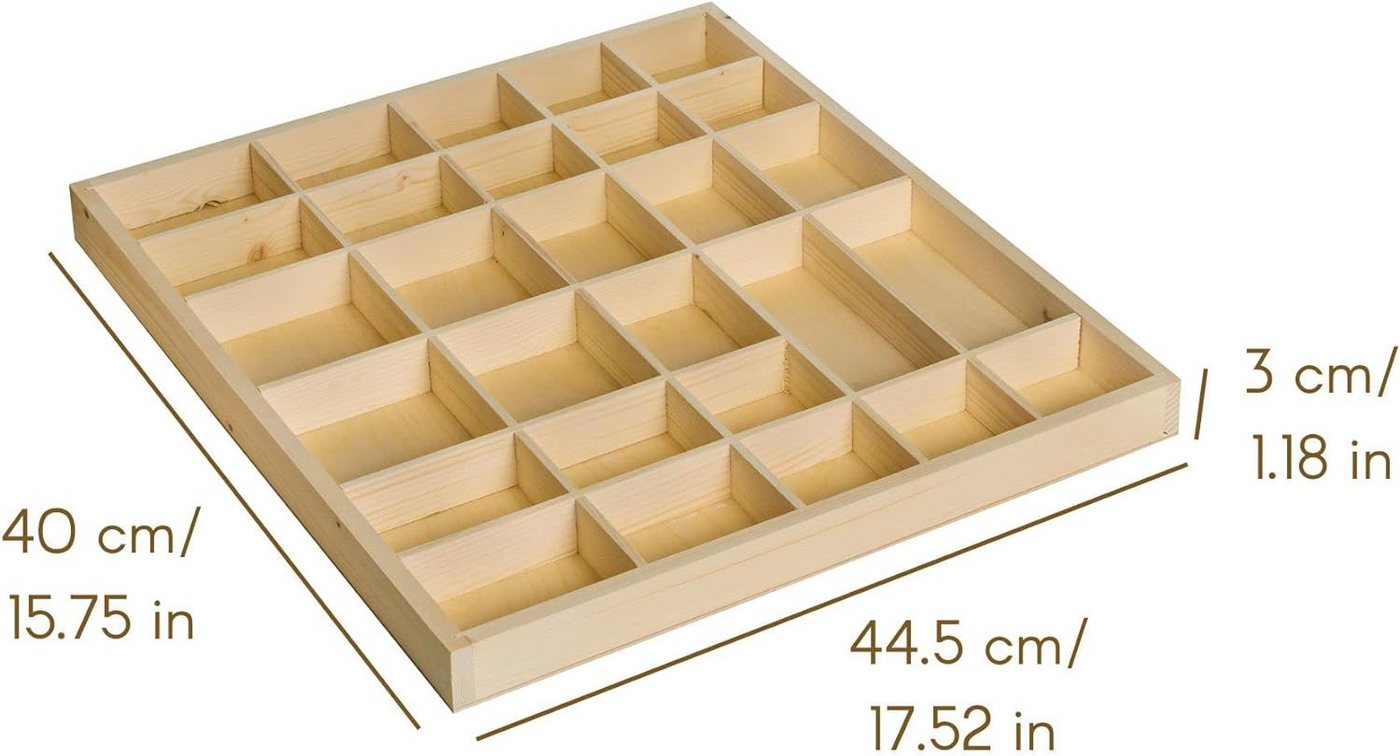 Thumbnail - Creative Deco Schubladenbox Setzkasten Holz Sammelbox Holztablett 28 Fächer 44,5 x 40 x 3 cm