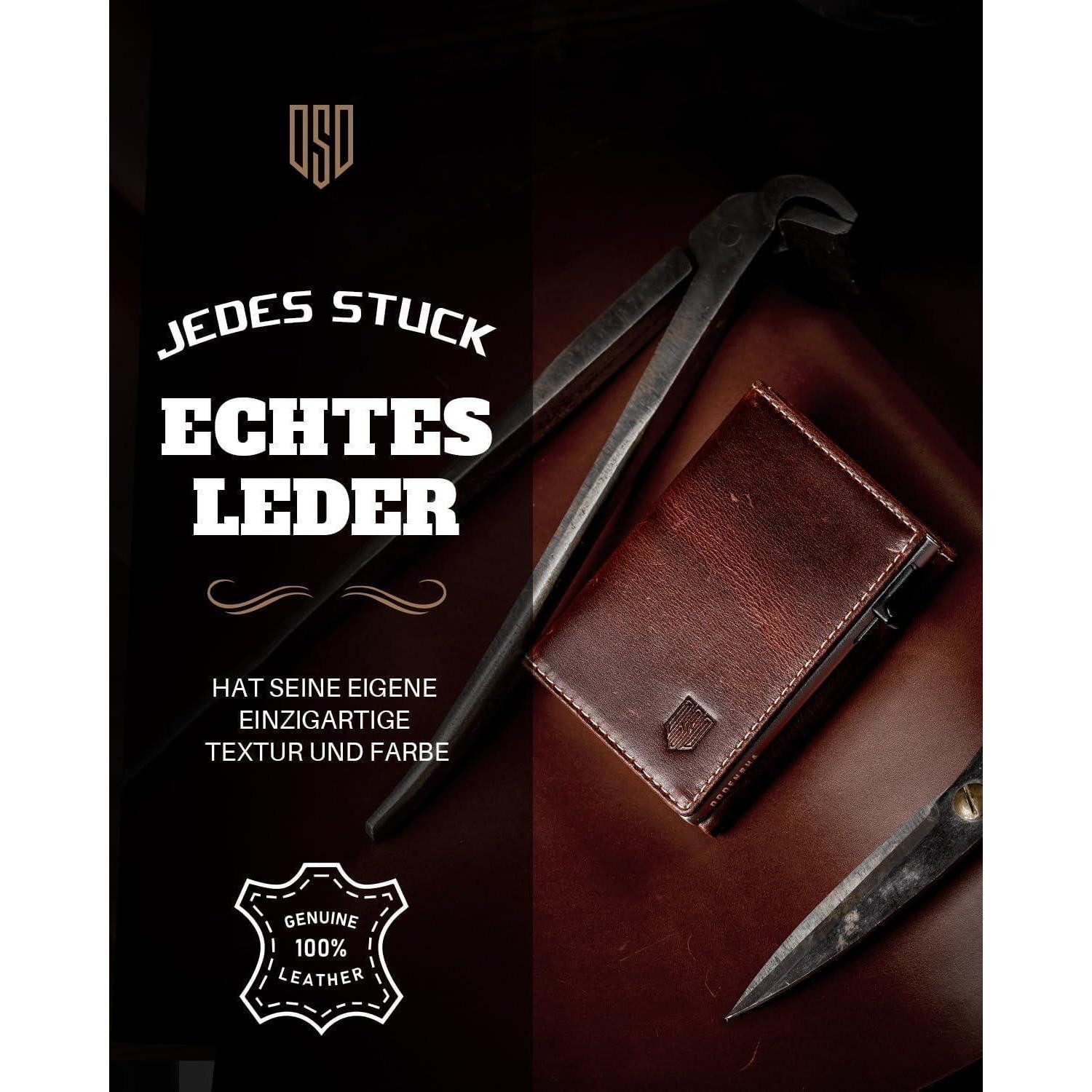 LuxusKollektion Geldbörse Slim Wallet Herren mit Münzfach RFID Schutz BraunSilber – Bild 4 von 5