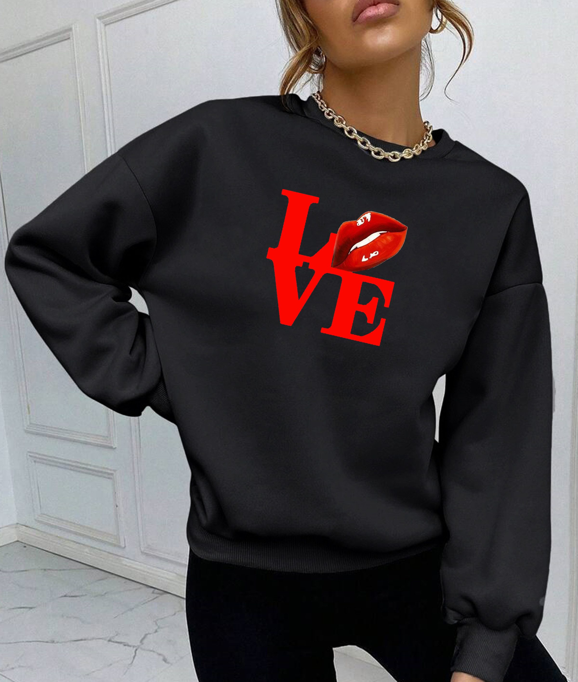 Übergroßer Jacquard-Strickpullover Mit Perlenbesa Produktbild-Vorschau 8