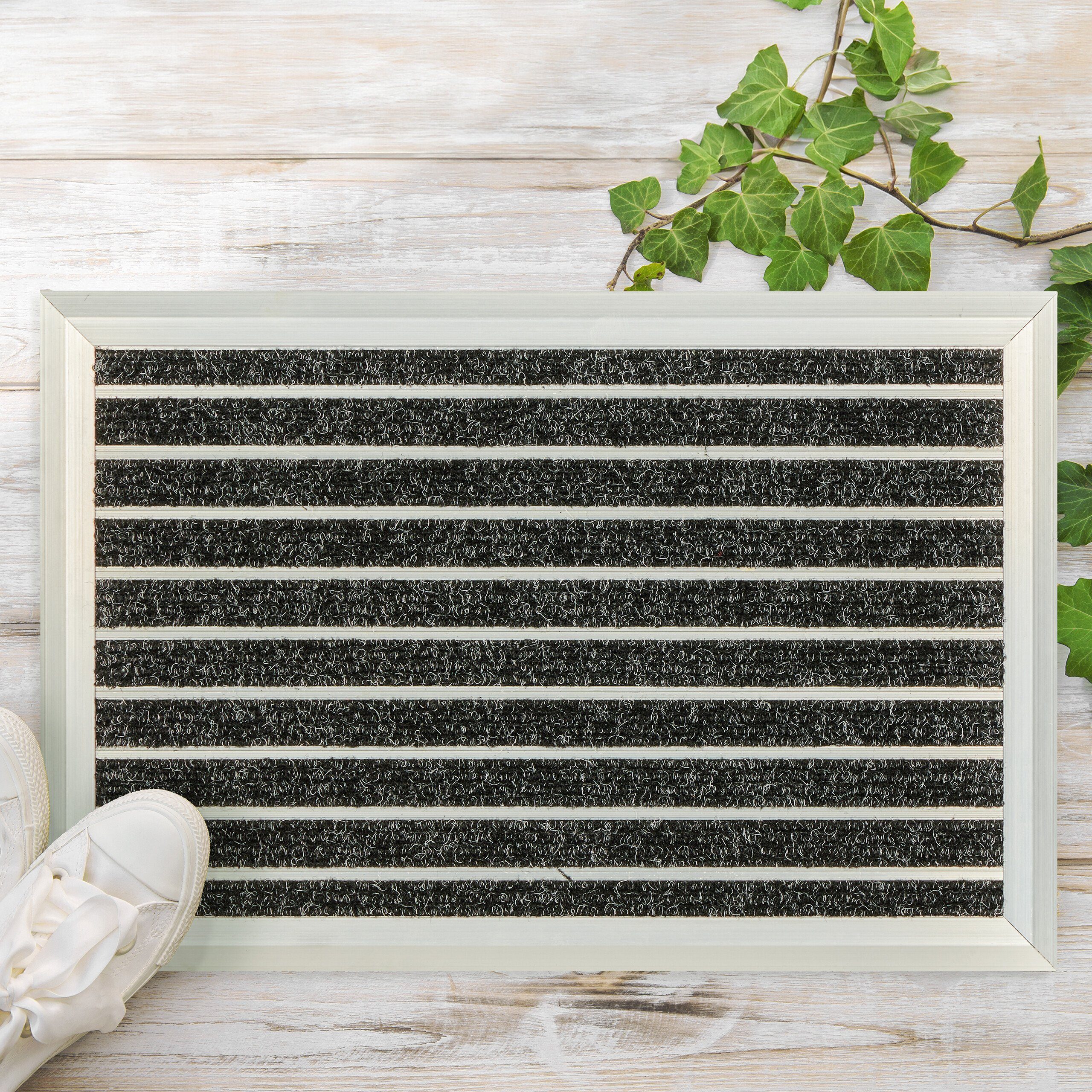 relaxdays Fußmatte Aluminium schwarz, Höhe: 10 mm günstig online kaufen