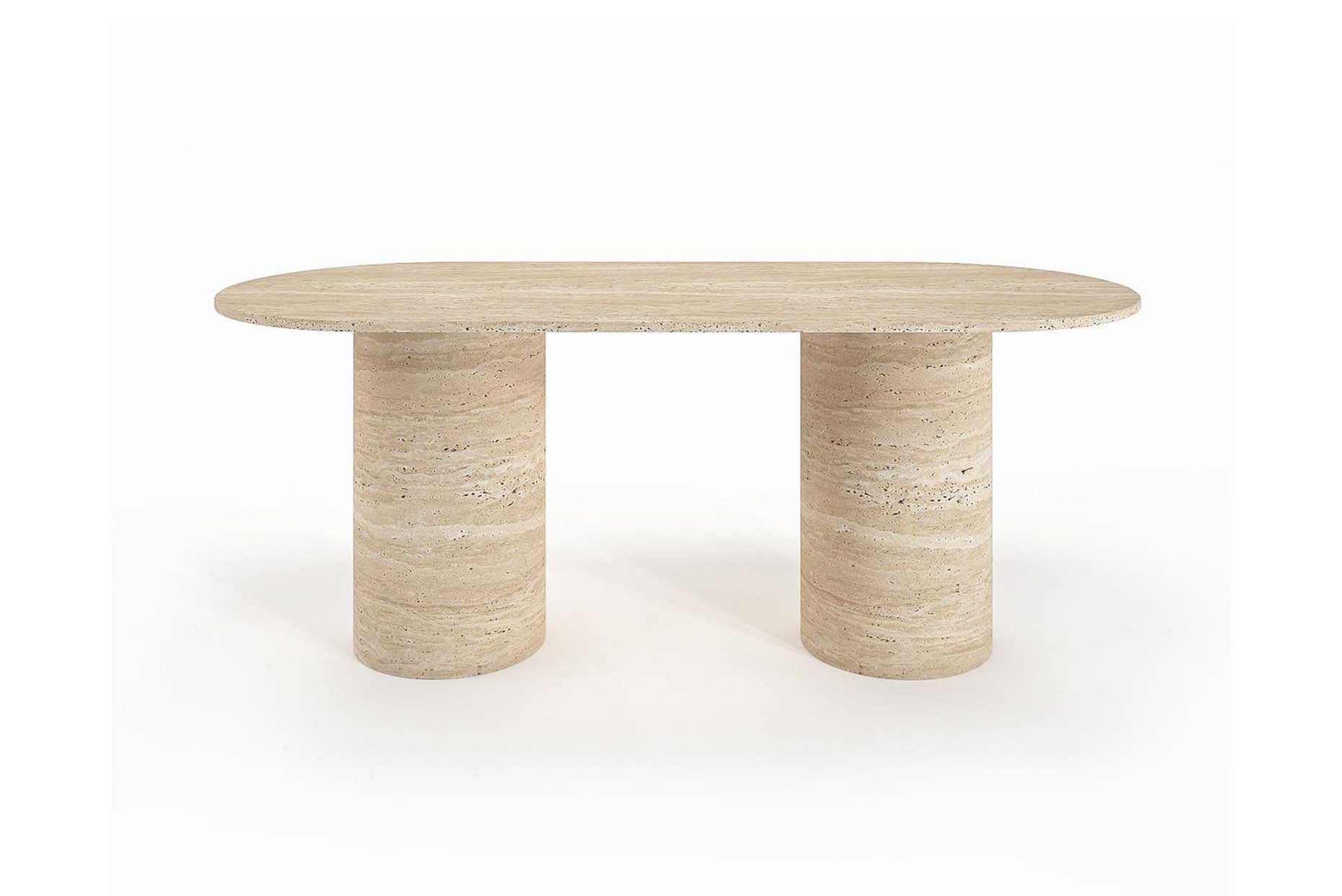 Bermo Home Esstisch Moderner und großer Esstisch 180*90 cm aus echtem Travertin Naturstein (1 Esstisch), komplett aus echtem Travertin gefertigt