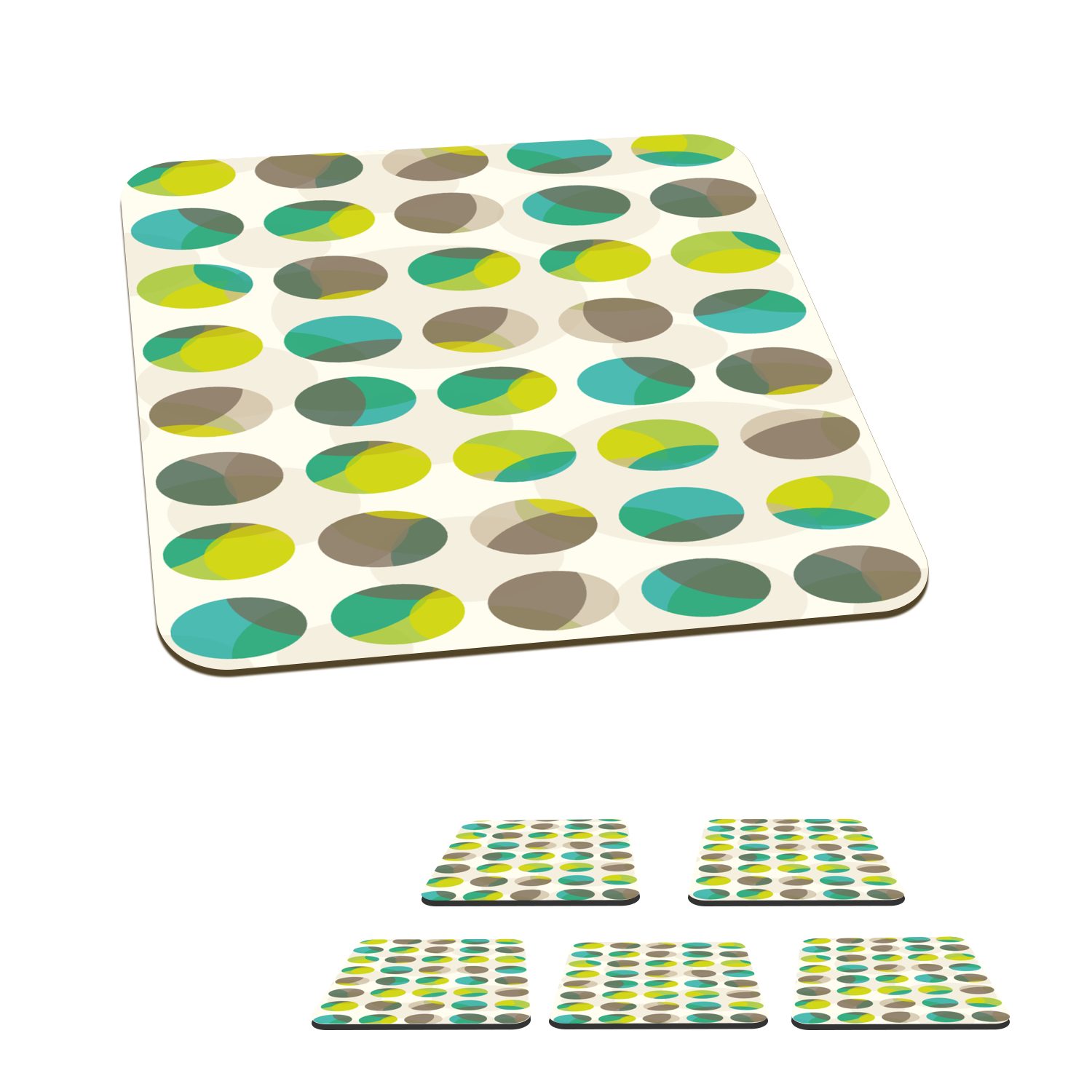 MuchoWow Glasuntersetzer Kreis - Grün - Muster, Zubehör für Gläser, 6-tlg., Glasuntersetzer, Tischuntersetzer, Korkuntersetzer, Untersetzer, Tasse