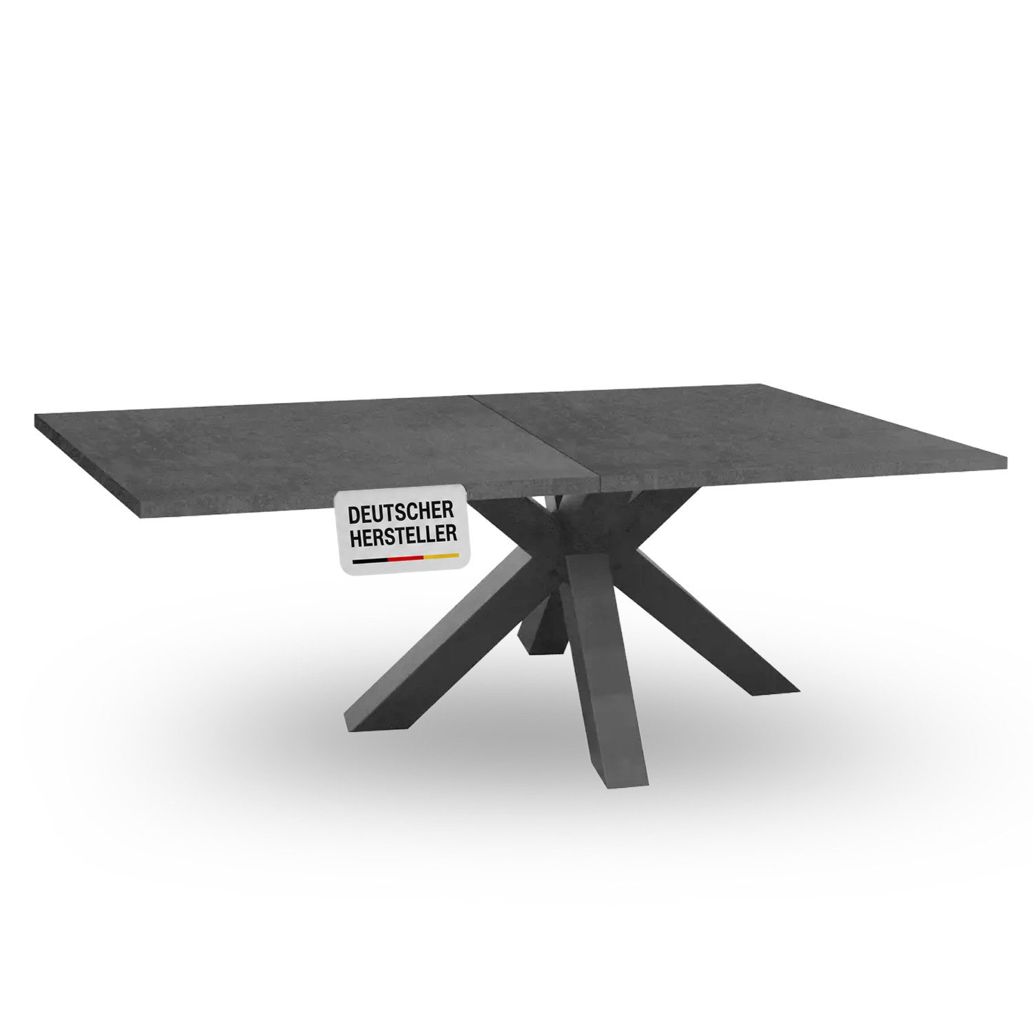 Storado Esstisch Big System Stern 140–200×90cm, Esszimmertisch, Stabiler Sternfuß für viel Beinfreiheit und sicheren Stand