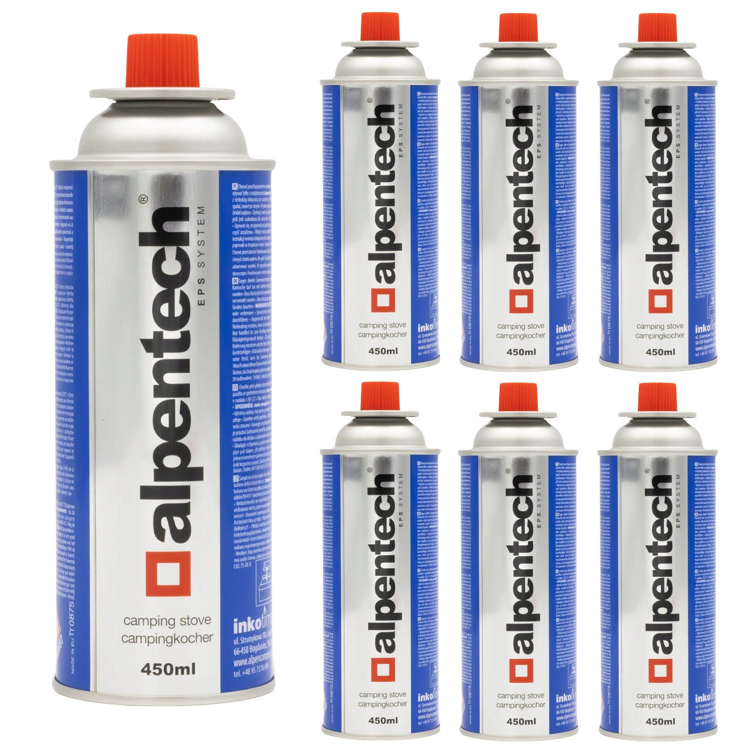 Alpentech Gaskartusche Gaskartusche 450ml Gas für Kocher, 7 St., Isobutan
