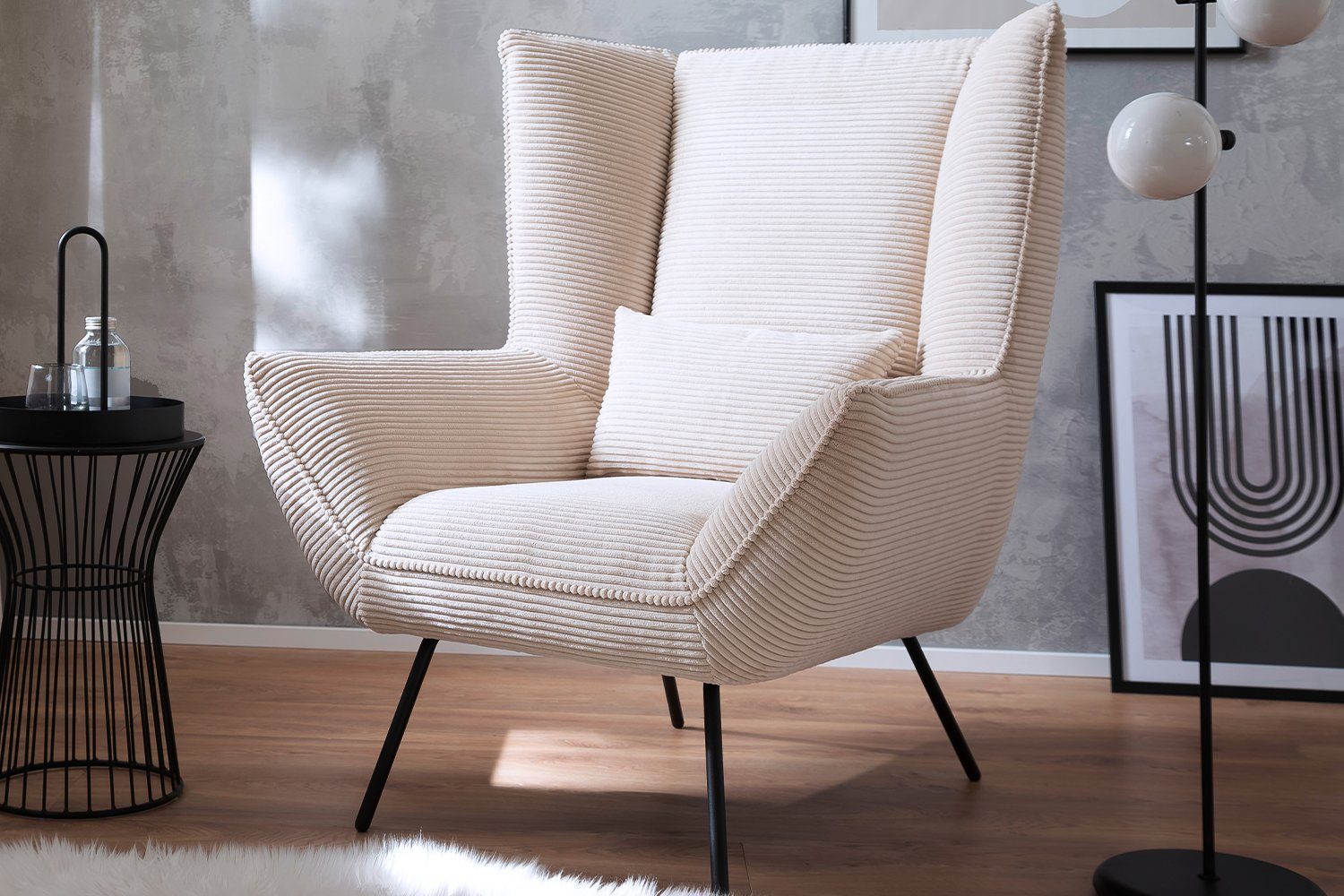 KAWOLA Relaxsessel Cord IVA, versch. Farben Sessel cremeweiß