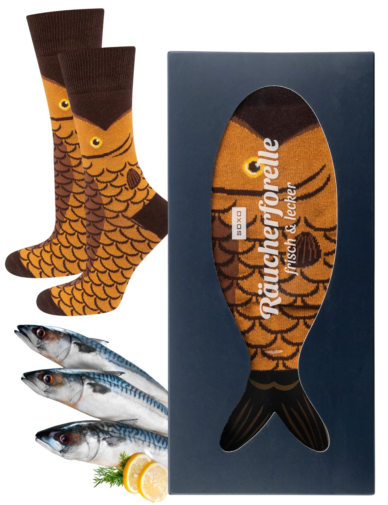 Soxo Socken Lustige Geschenke Für Männer (Dose, 1-Paar, Set) Lustige Angler Geschenke Für Männer 40-45EU