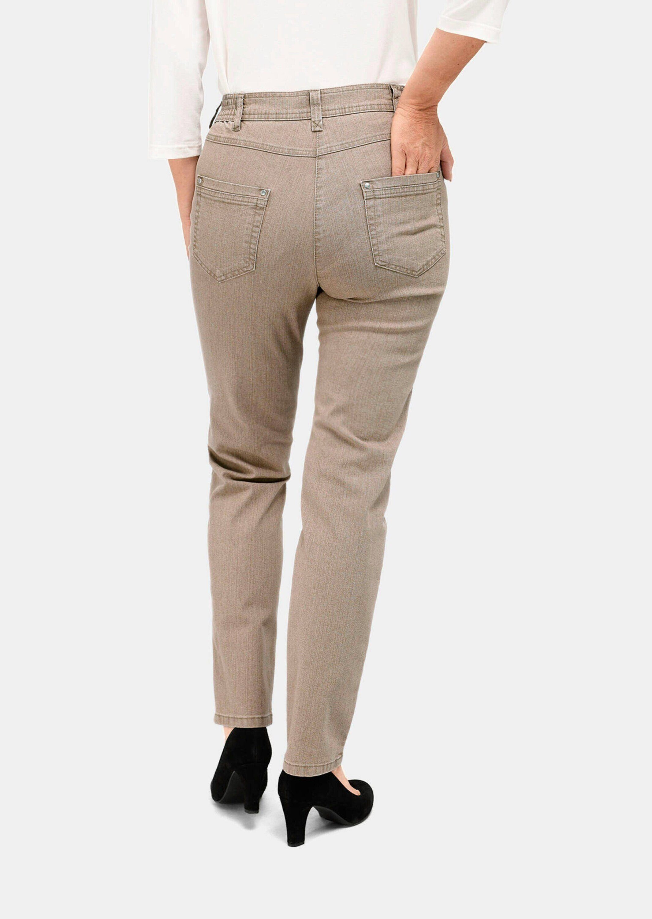 GOLDNER Bequeme Jeans Kurzgröße: Denimhose mit Stretchkomfort Stretchhose mit elastischem Bund, Taschen und Knöchellänge