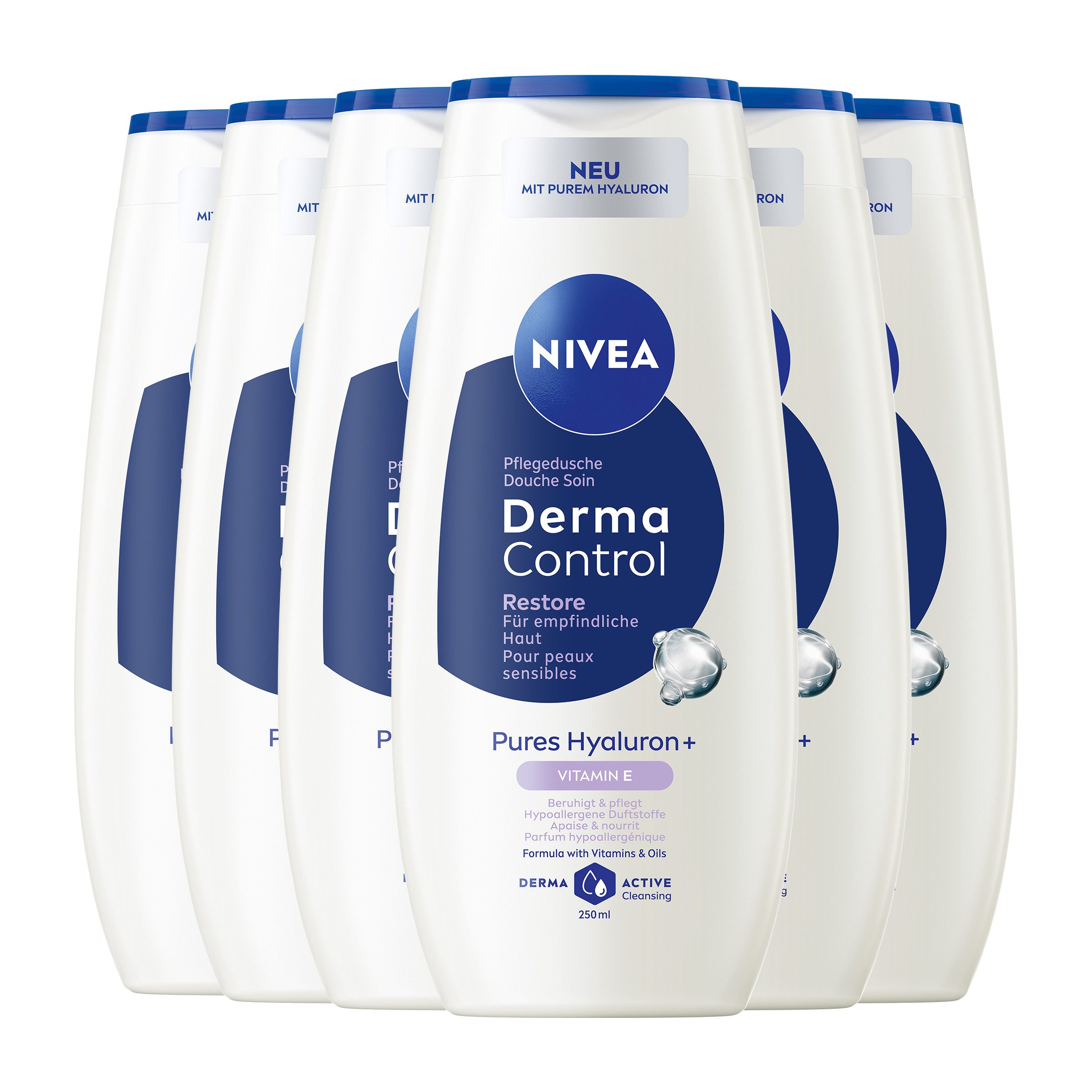 Nivea Duschgel Pflegedusche Derma Control Restore 6 x 250ml, 6-tlg.