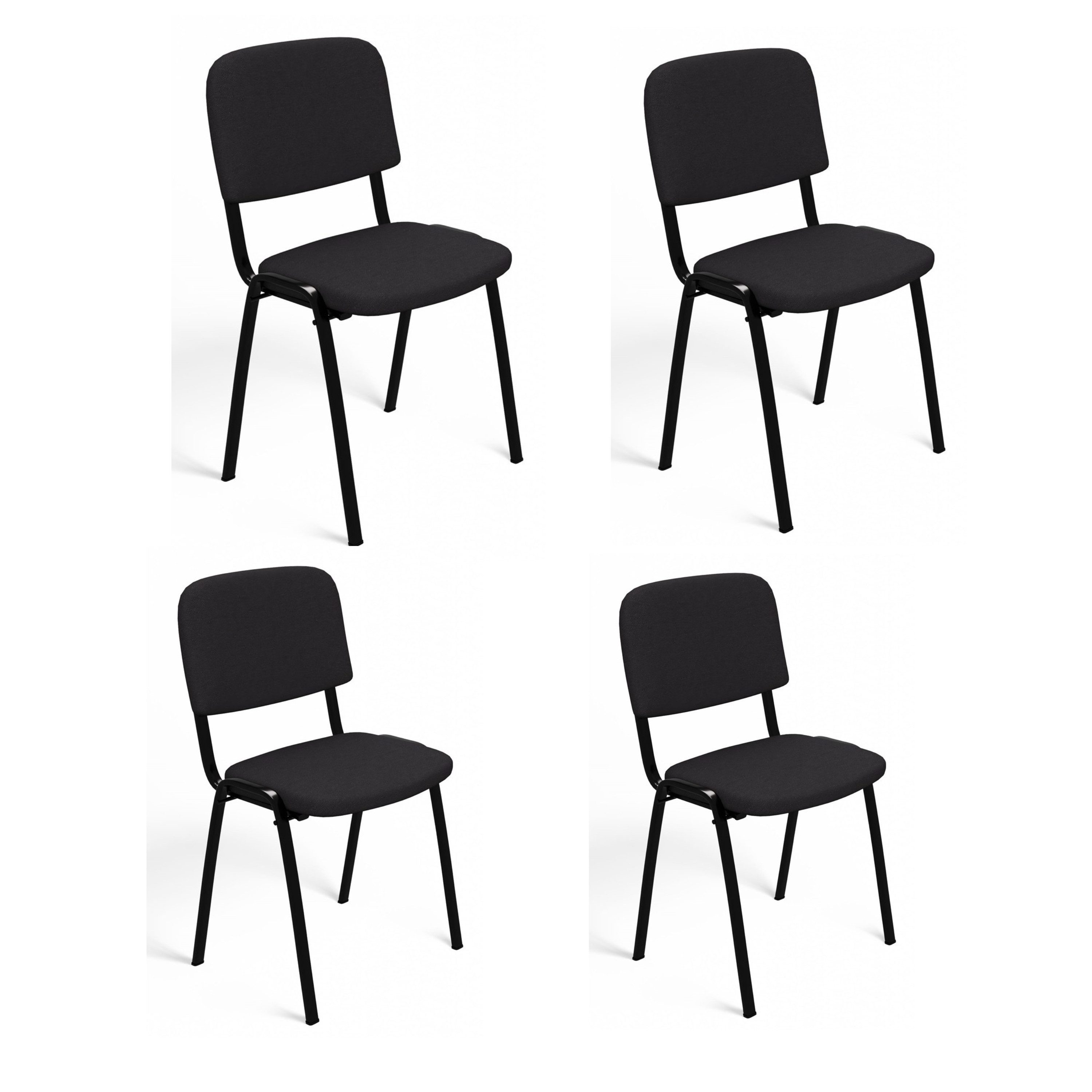 ibonto Besucherstuhl 4er Set ISO Konferenzstühle Schwarz – Stapelbar, Komfortabel & Robust (4 St)