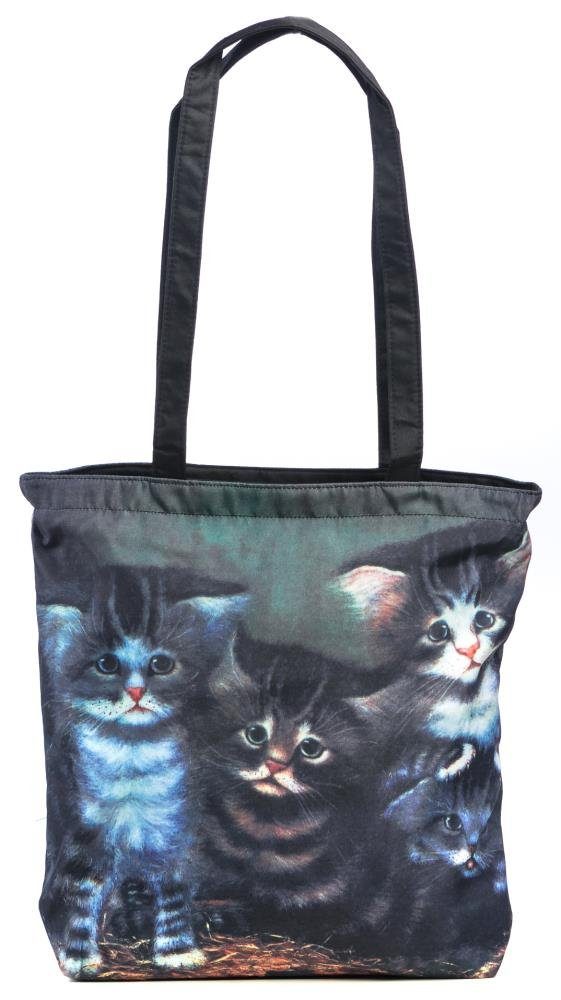 Luckyweather not just any other day Shopper Einkaufstasche / Shopping Bag Motiv FOUR KITTENS (1-tlg., 1 Stück Shopping Bag), Schultertasche beidseitig bedruckt mit Motiv bedruckt