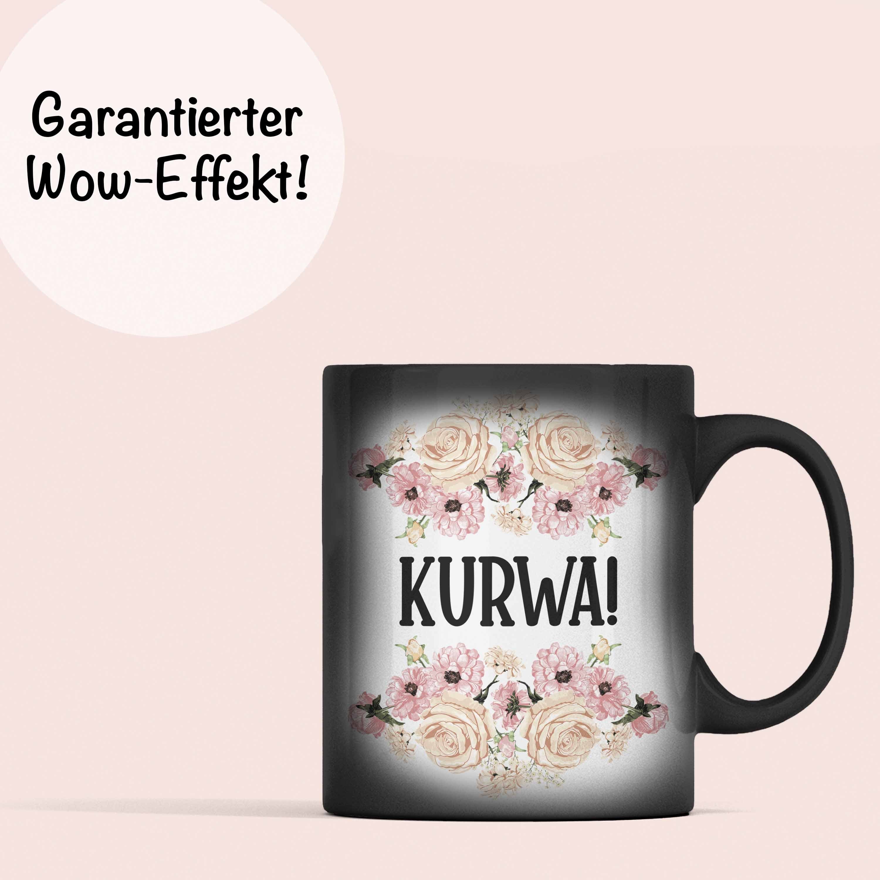 Farbwechsel Provokante KURWA Farbwechsel Spruch Büro Trendation Trendation Zaubertasse Zaubertasse mit Tasse Tasse Freundin, Kollegin Kollege Spruch -