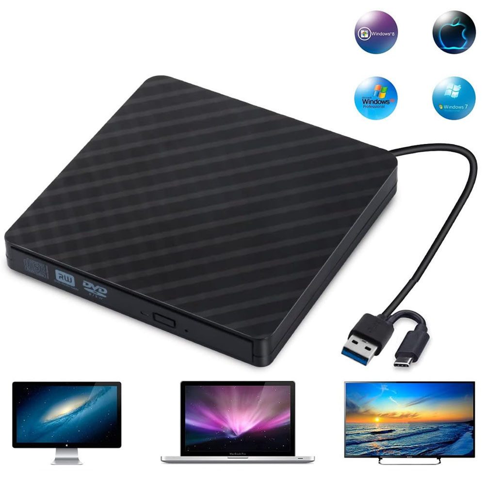 External DVD Drive, USB 3.0 CD DVD Burner Drive DVD-Brenner Disc-Laufwerk