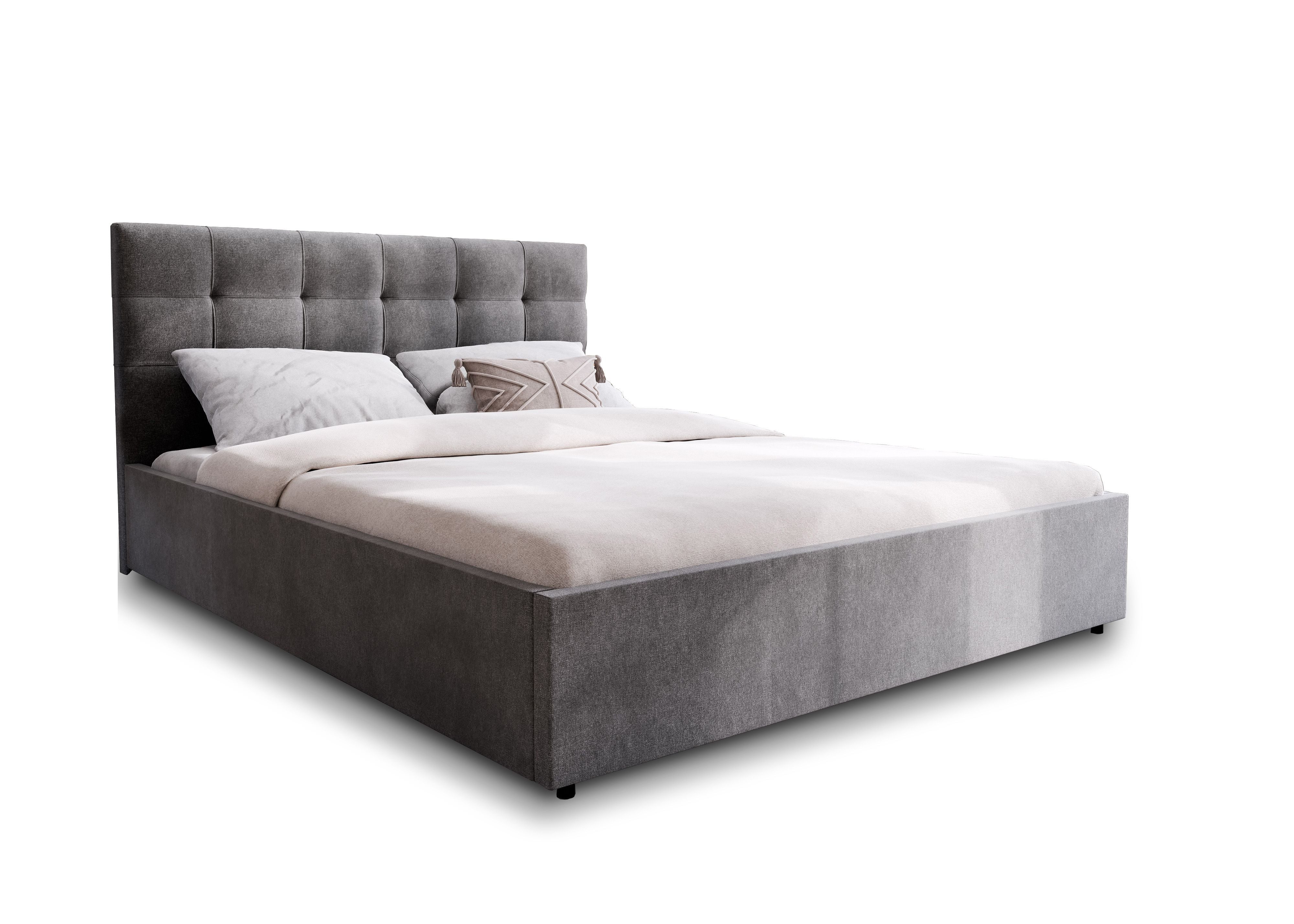 Masseno Polsterbett APE 160x200 cm grau (mit Bettkasten und Lattenrost)