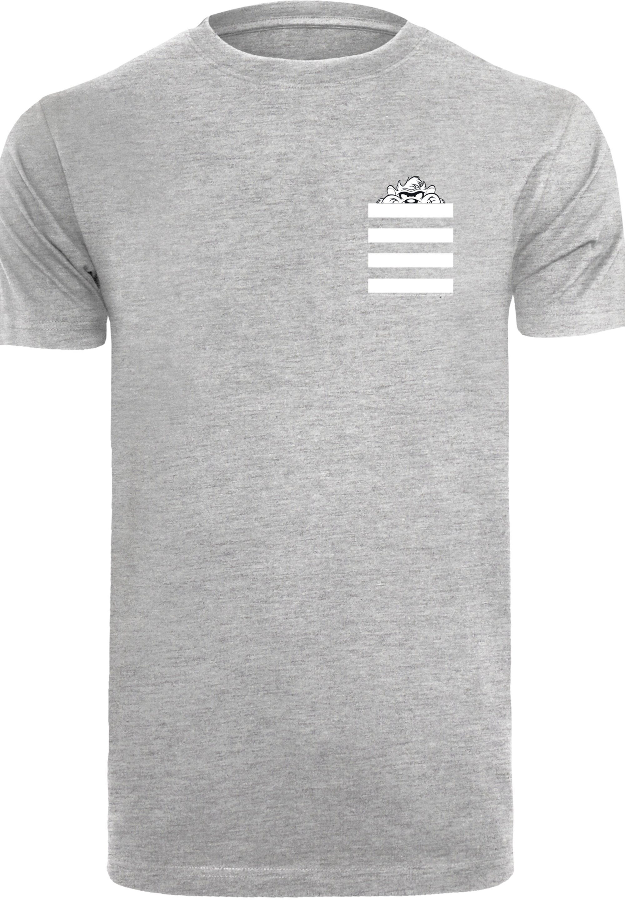 Pocket Faux heather Print Tunes F4NT4STIC grey Taz Looney Stripes T-Shirt