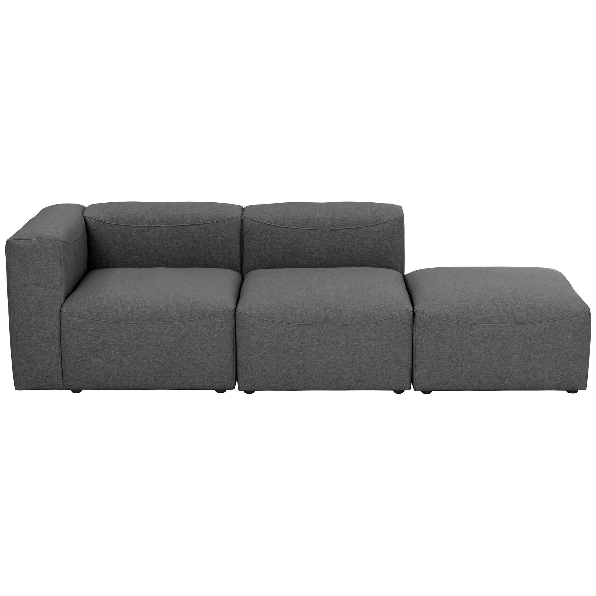 58 aufm Kessel Sofa Couch 2-Sitzer mit Hocker rechts Kattrina Flachgewebe anthrazit, Lieferung bis zur Haustür 1 Teile, Bezug und Farbe individuell wählbar für persönliches Wohnambiente