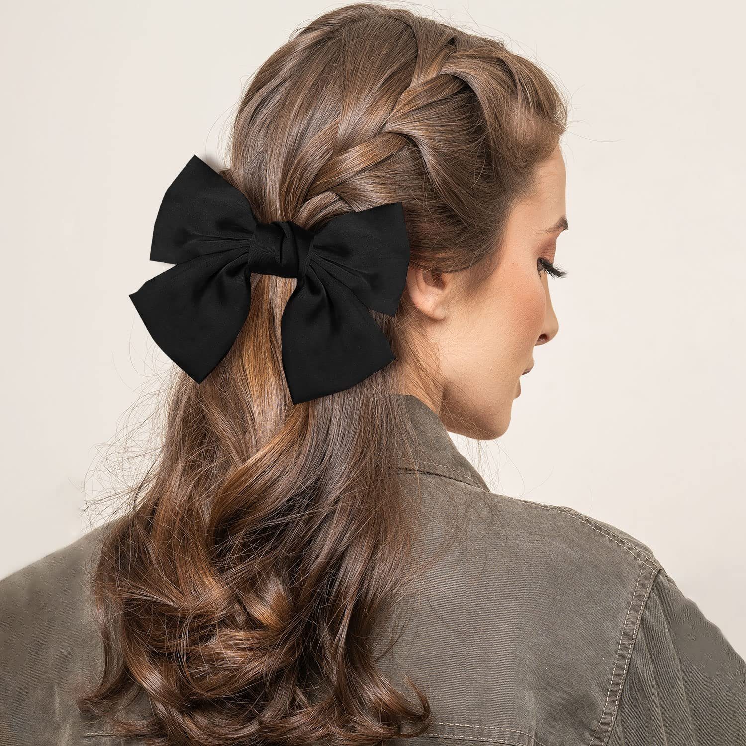 Haiaveng Haarclip Frauen + Schleife Schwarz Weiß, Schleife Haarspange, 2-tlg. 2 Stück Haarspange