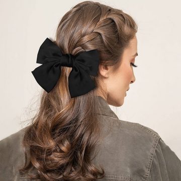 HYTIREBY Haarclip Schleife Haarspange, 2 Stück Frauen Schleife Haarspange Schwarz + Weiß, 2-tlg.