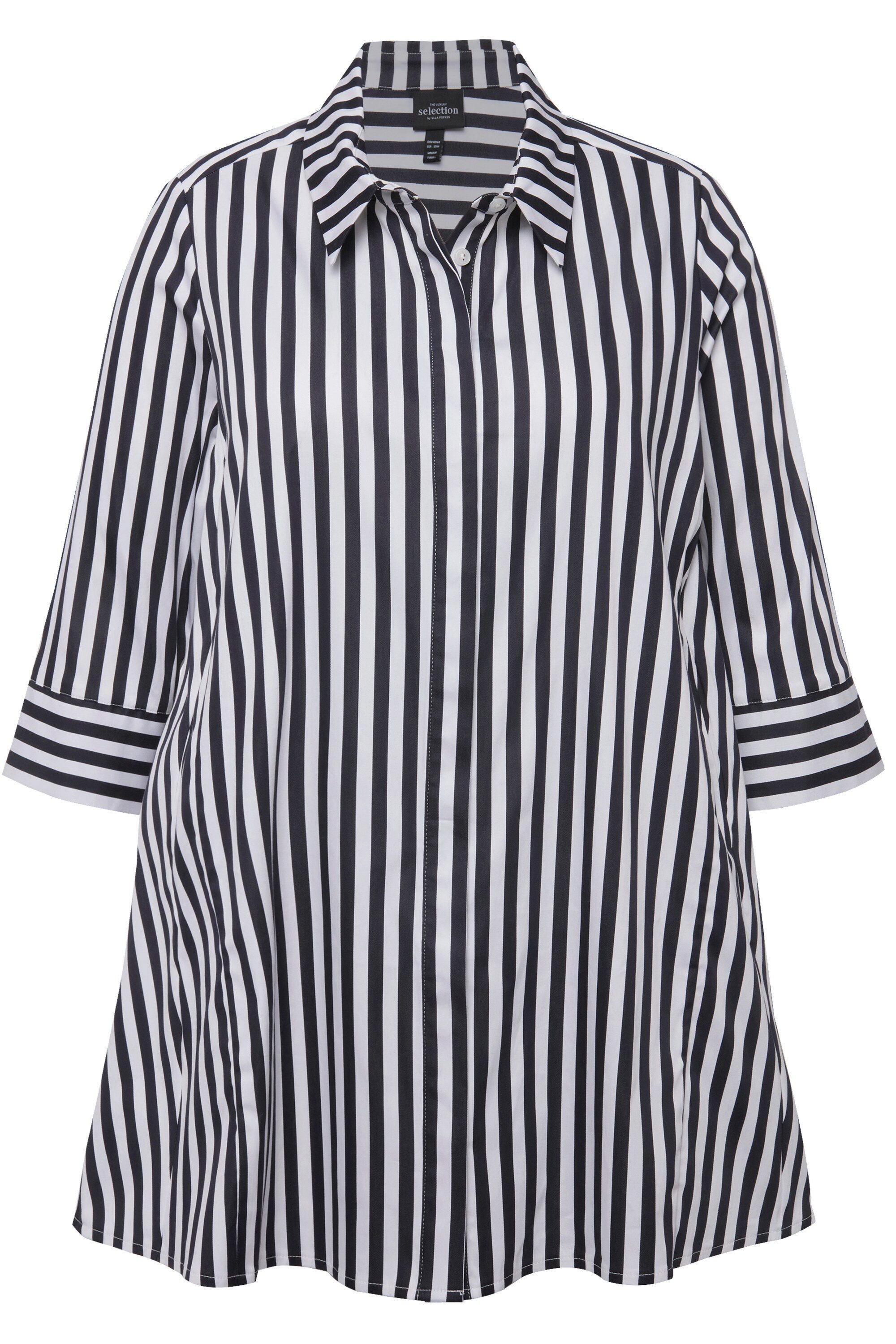 Ulla Popken Hemdbluse Bluse Streifen Godetfalten günstig online kaufen