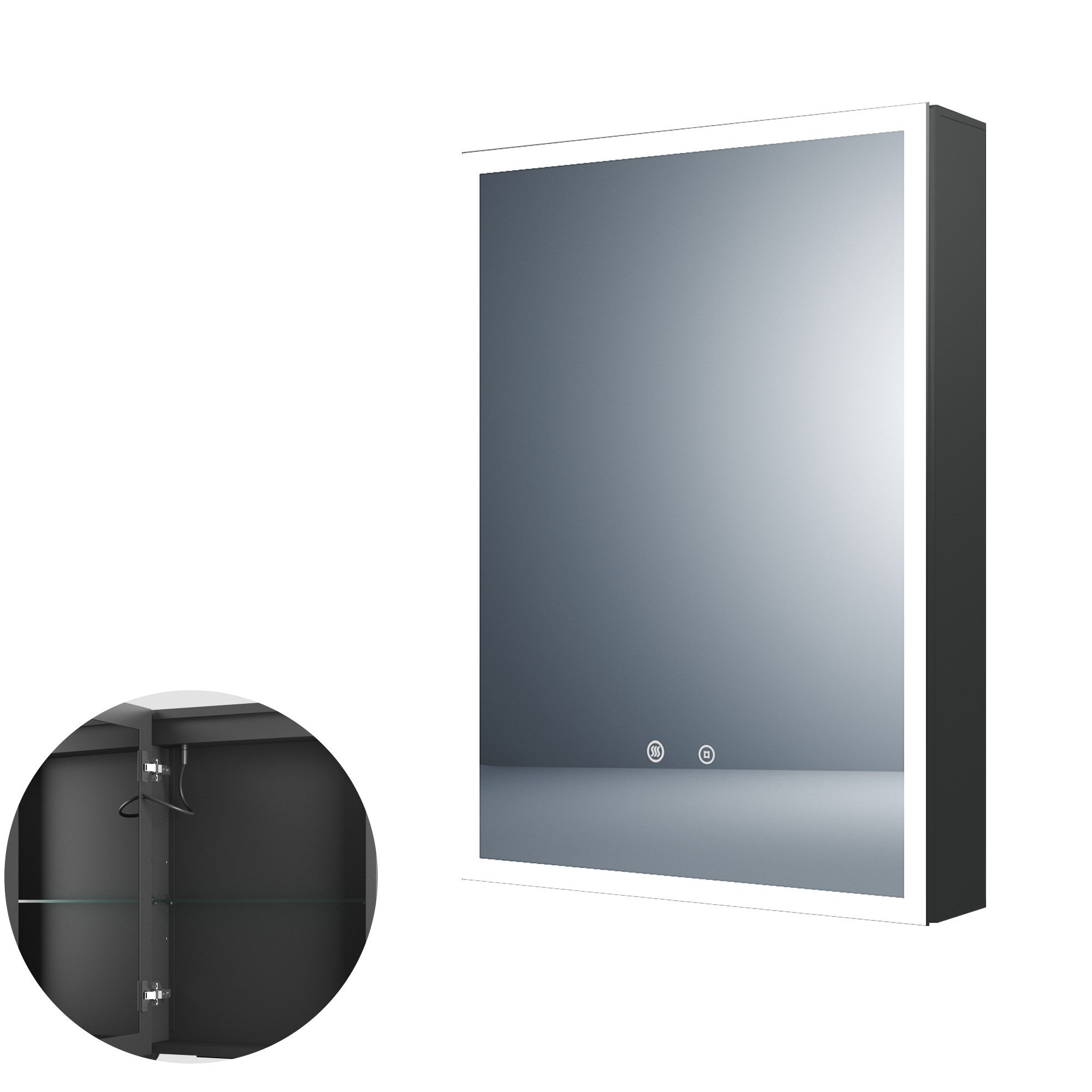 Spiegelschrank Schwarz Matt Metall Spiegelschrank Bad mit Beleuchtung Wandschrank Bad