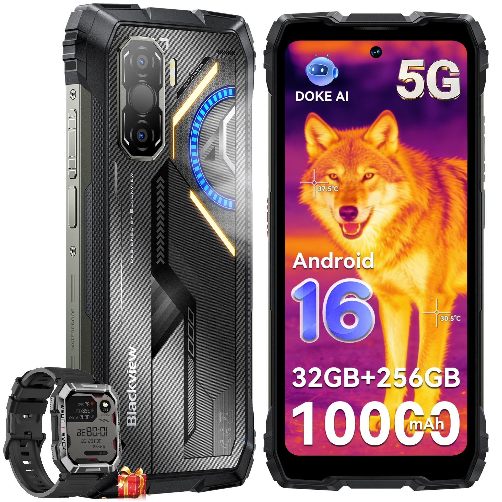 blackview ROCK 3 108MP, Wärmebildkamera, 10000mAh, 400lm LED inck.W60 Outdoor Smartphone (6,78 cm, 256 GB Speicherplatz, 108 MP Kamera, Android 16, 120Hz, 108MP, 10000mAh, Dual-SIM, NFC)