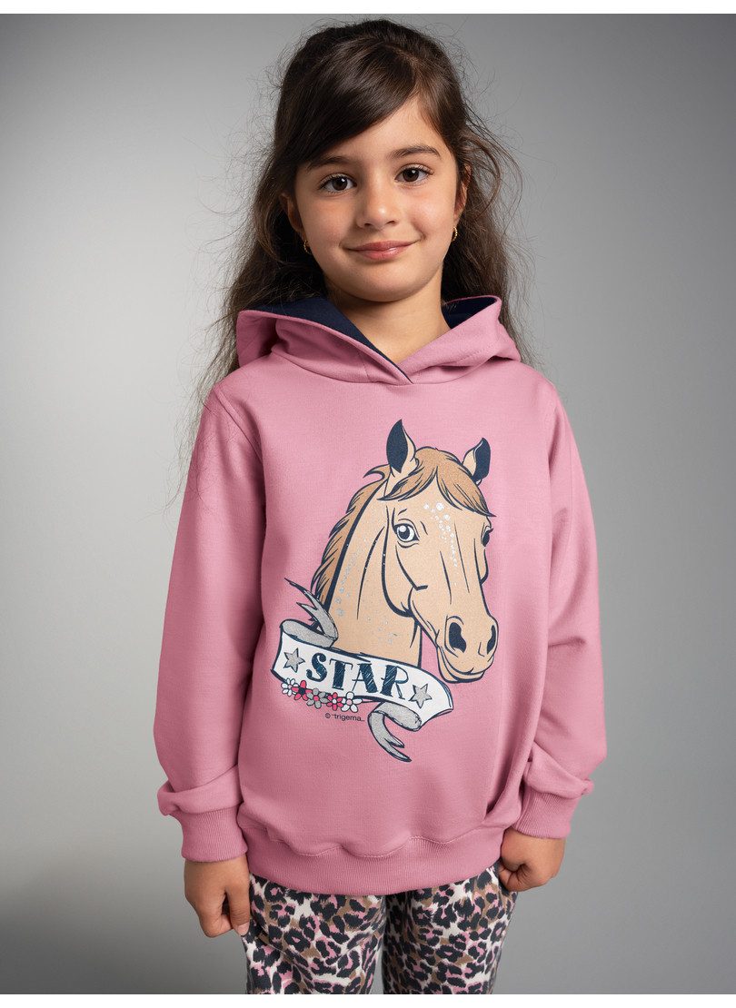 Trigema Kapuzensweatshirt TRIGEMA Hoodie mit großem Pferde-Printmotiv