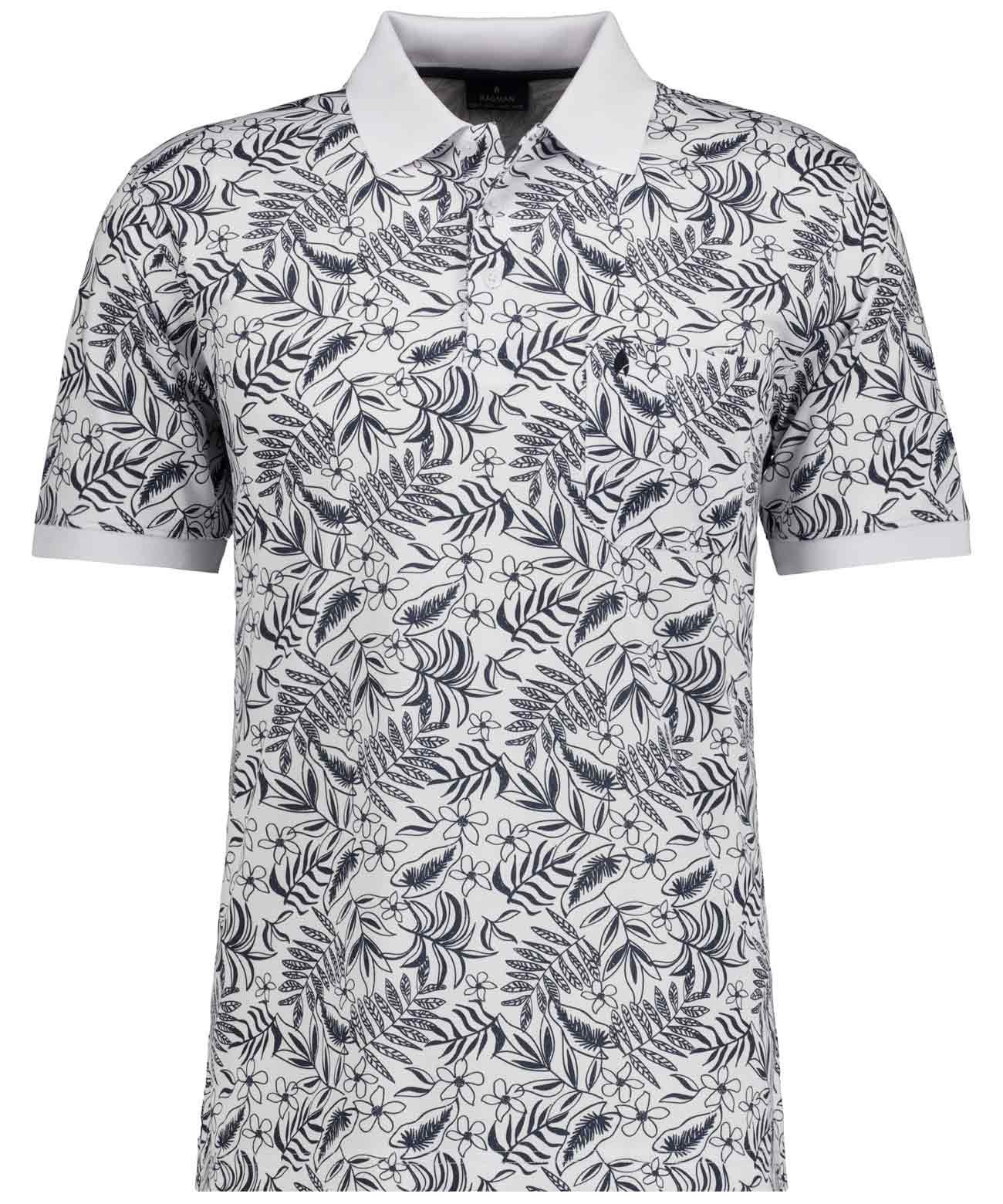 Kurzarmshirt Softknit-Polo mit Alloverprint, kurzarm