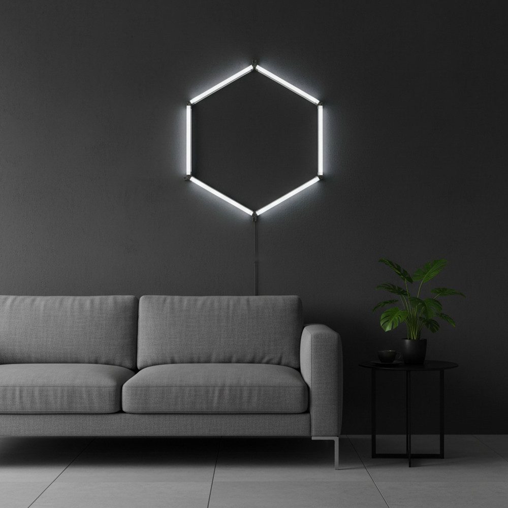 LUXULA LED Deckenleuchte Hexagon Form, LED fest integriert, Tageslichtweiß, erweiterbare sechseckige Deckenlampe