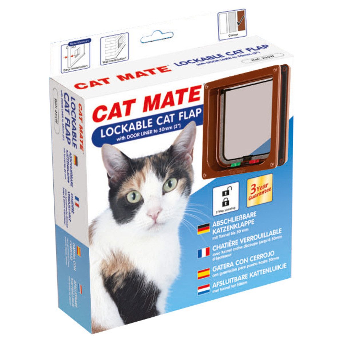 Katzenklappe Katzentür mit Magnetverschluss 234 B braun