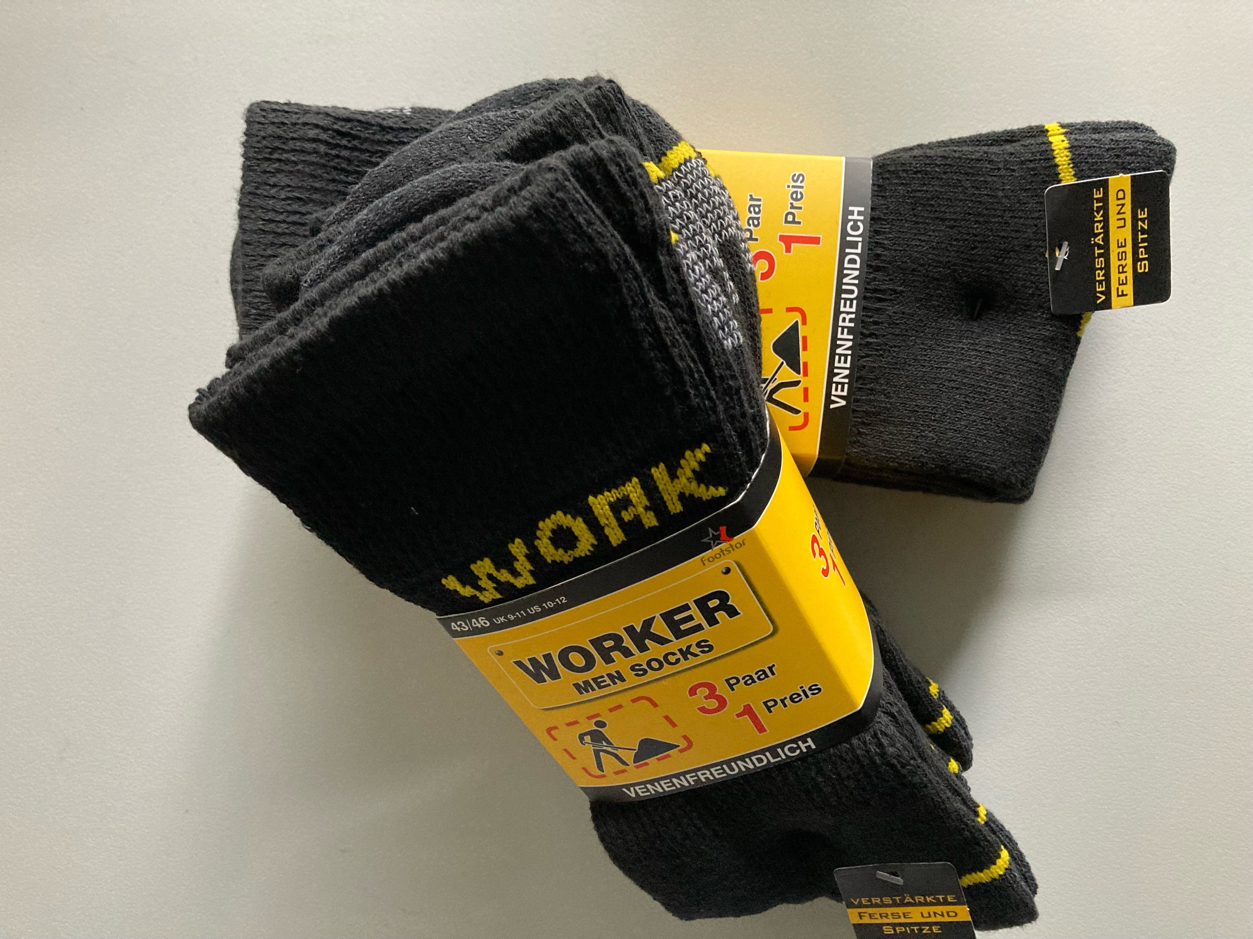 cwonlineshop Arbeitssocken Herren Damen Arbeitssocken "WORK", Größe 43-46 (Spar-Set, 5-Paar, 5 Paar) Schwarz Premium Qualität (A41063)