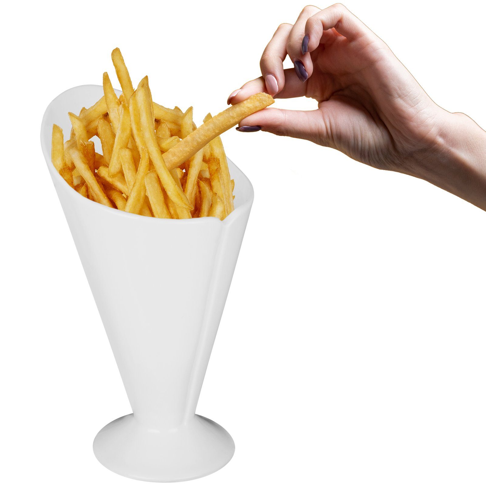 EDCO Servierständer Alpina Halter Fingerfoodhalter Pommes Behälter Keramik, Serviergestell Snackschale (2-tlg), Pommesbecher Pommestütenhalter, Snackhalter Pommesständer