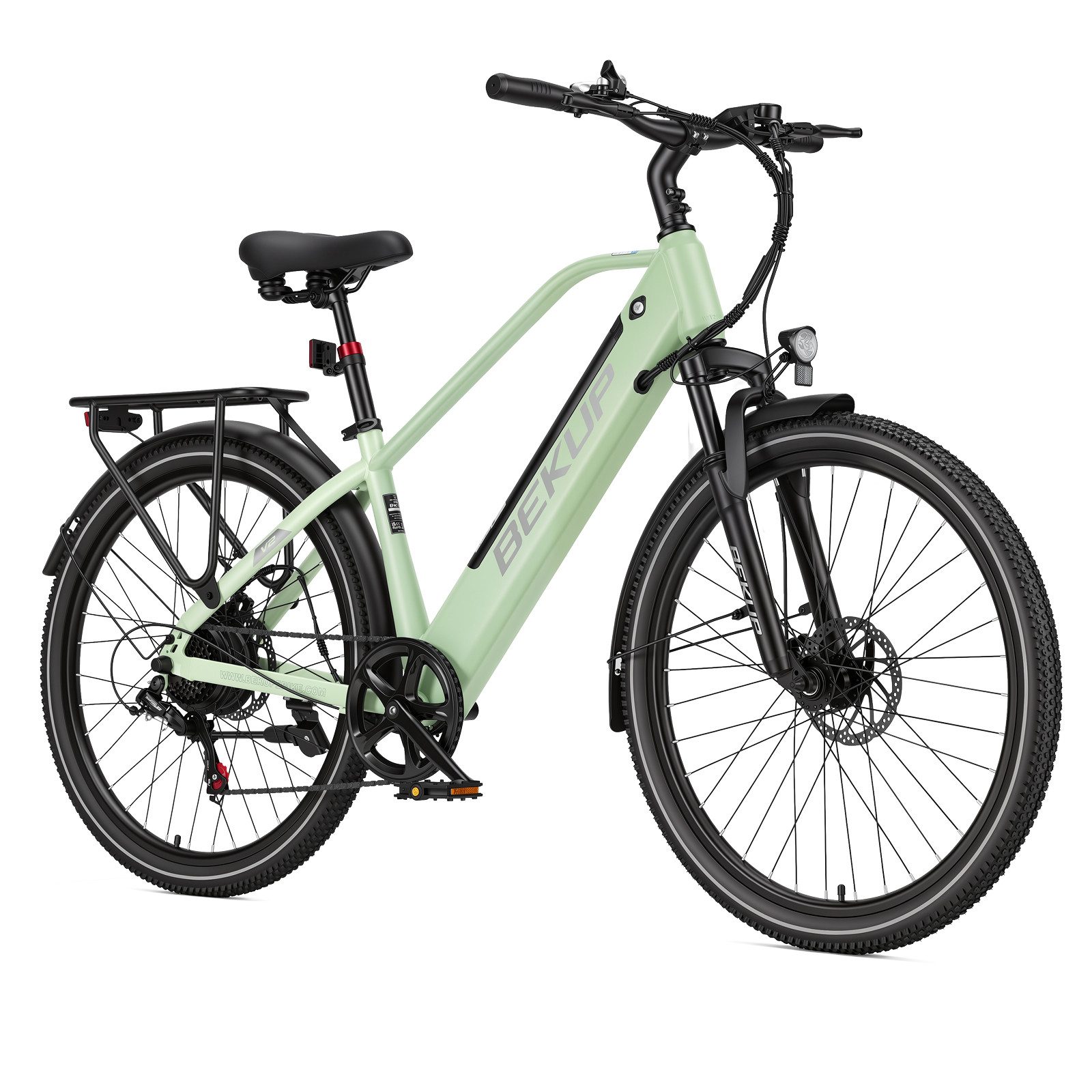 Vankel E-Bike Cityrad V2 250 W 26 Zoll mit 522 Wh Akku Herren u. Damen, 7 Gang Shimano Shimano Tourney TZ Schaltwerk, Kettenschaltung, Heckmotor, 522 Wh, (Komplettset, E-Bike inklusive Akku und Ladegerät), Für Pendelwege und Touren mit 7-Gang-Schaltung und Federgabel