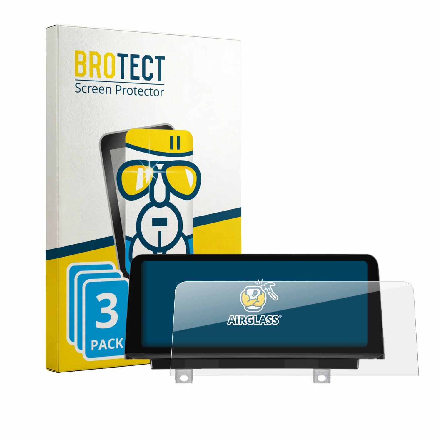 BROTECT Displayschutzglas Folie für PEMP (9213) BMW F30 F36 F80 F82 10.25", 3 Stück, Schutzfolie Glas Panzer Display Schutz klar