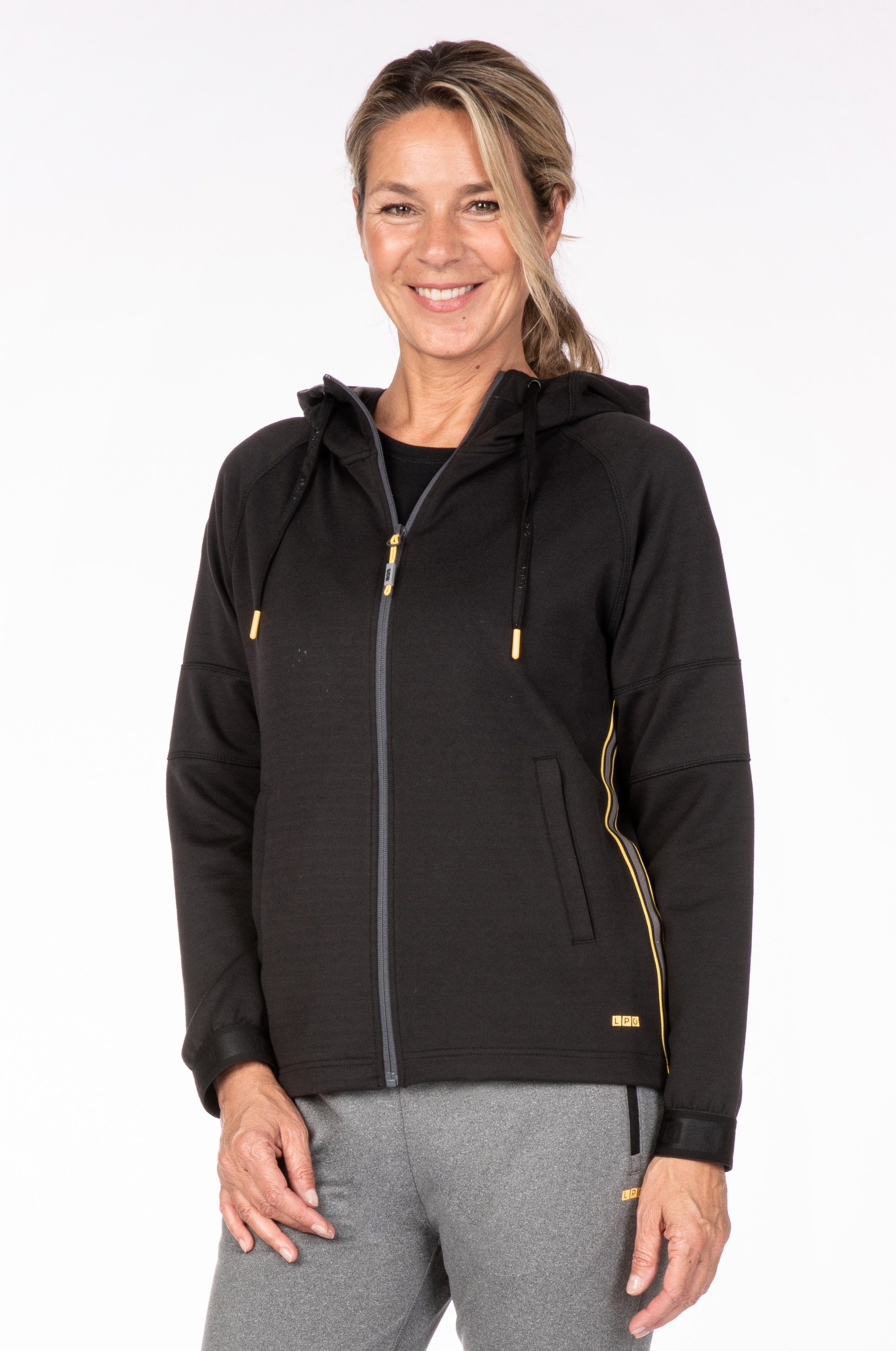 II Kontrastnaht mit Active Kapuze Sweatjacke DEPROC seitlicher und WOMEN SWEAT GILFORD Kapuzensweatjacke