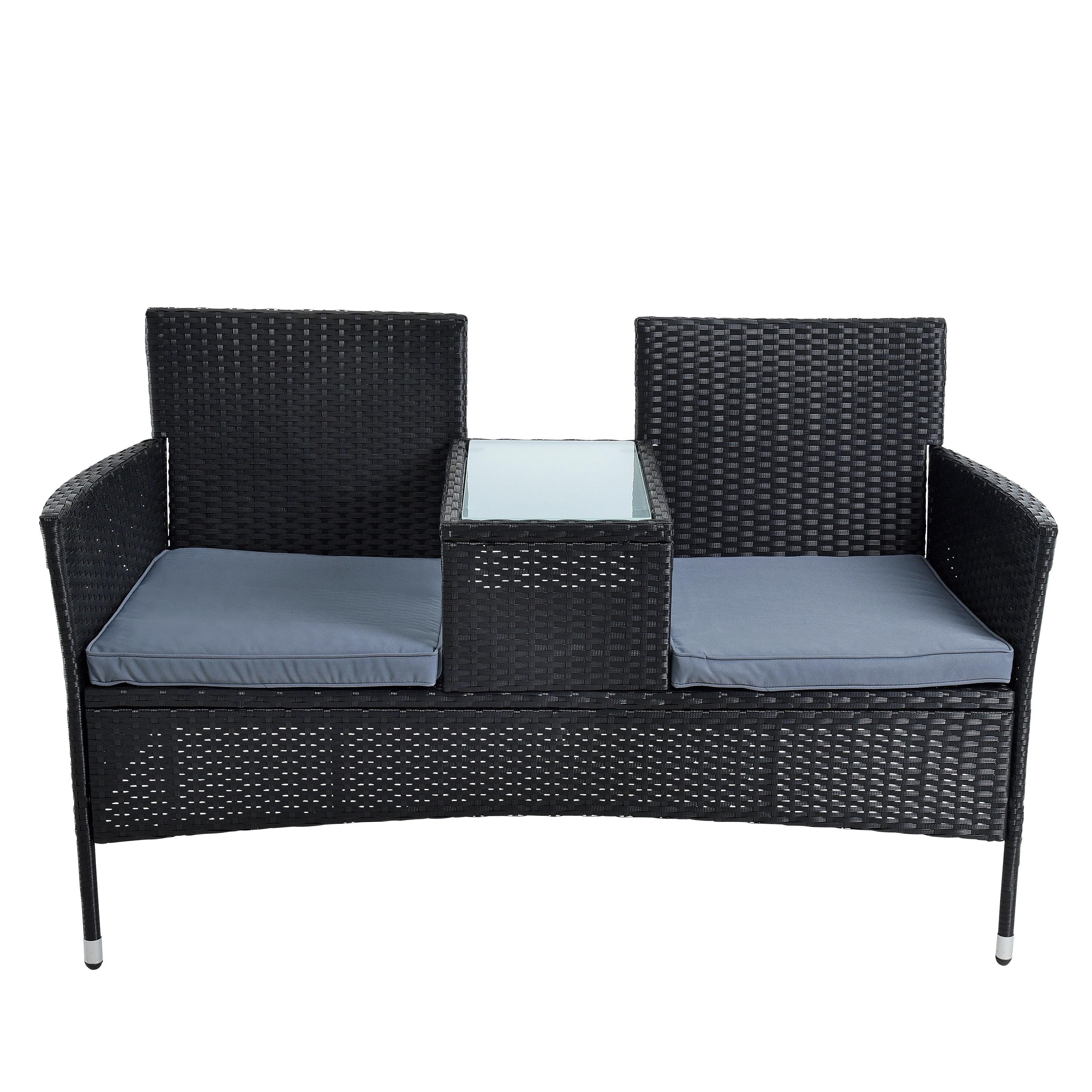 ESTEXO Sitzgruppe Polyrattan Gartenbank Rattan Sitzbank 2-Sitzer Gartenmöbel Balkonmöb – Bild 2 von 5