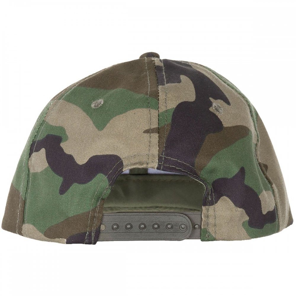 Cap, Baseball schwarz, woodland US Schild, mit Cap größenverstellbar MFH