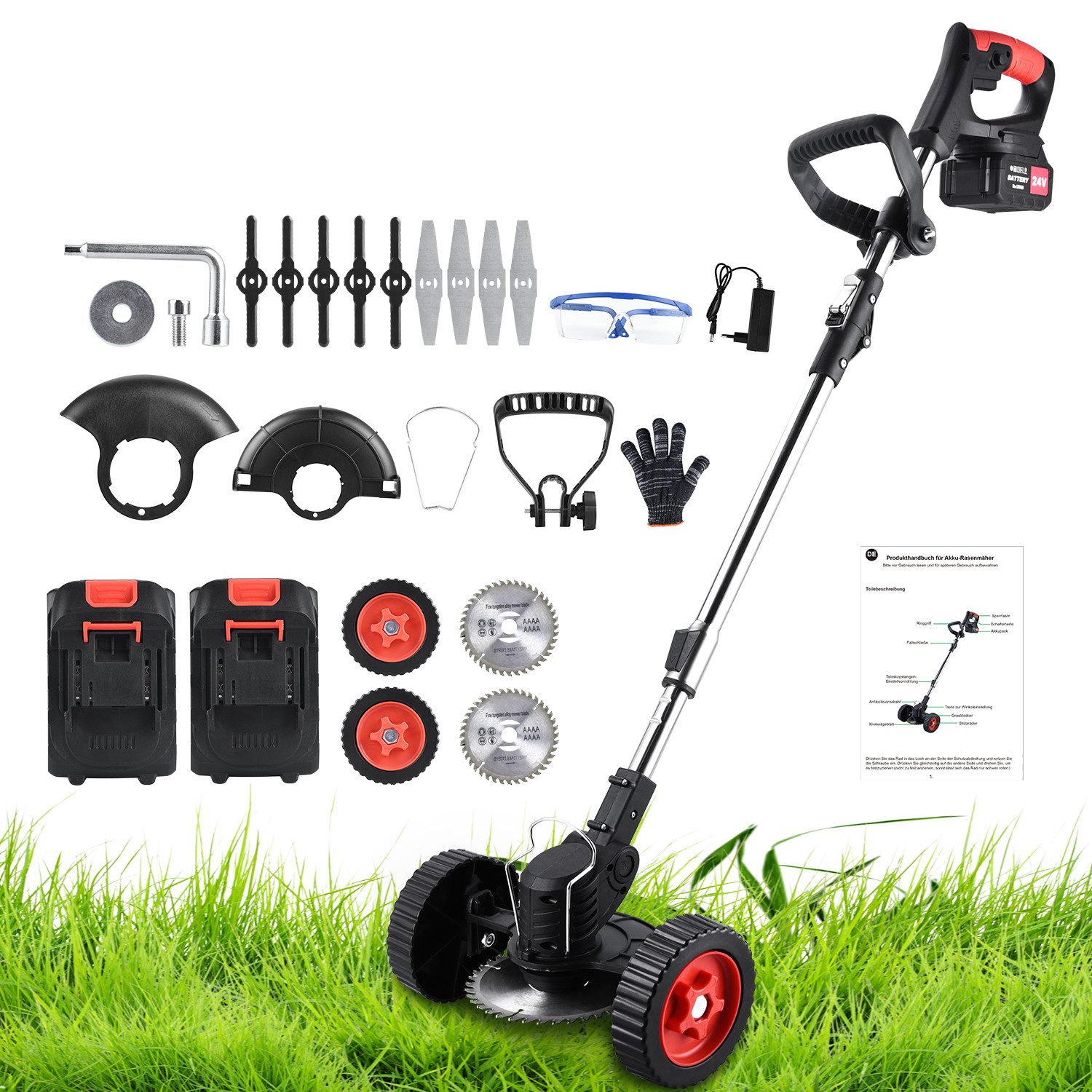 CkeyiN Akku-Rasentrimmer 3-IN-1 wiederaufladbarer Akku-Rasenmäher mit günstig online kaufen