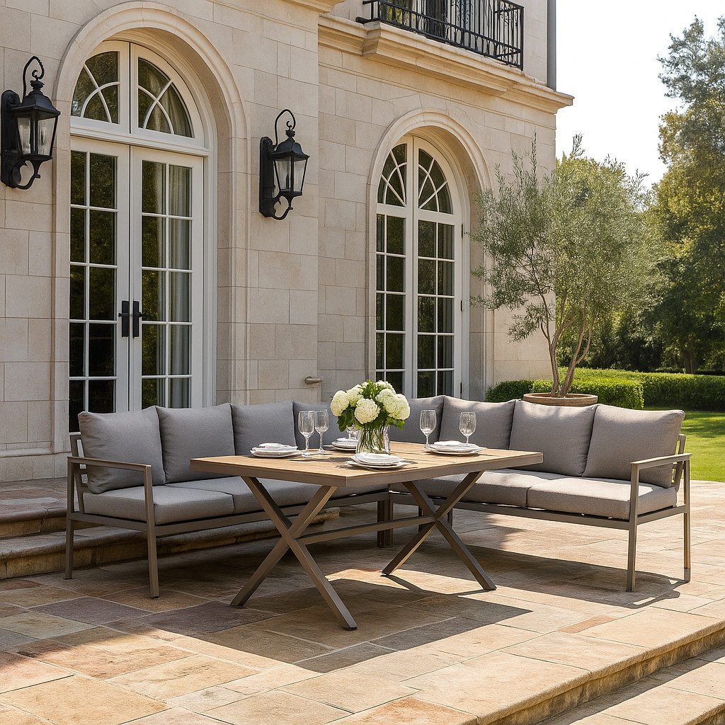 MANDALIKA Garden Loungeset Dining Lounge Set Meran Aluminium / Nonwood
