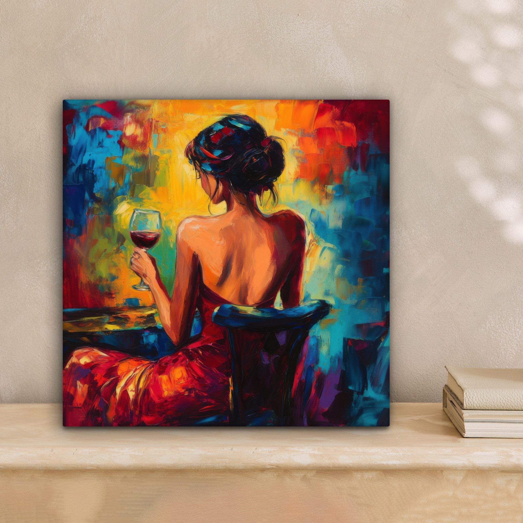 OneMillionCanvasses® Leinwandbild Wein - Frau - Stimmungsvoll - Farbenfroh, günstig online kaufen