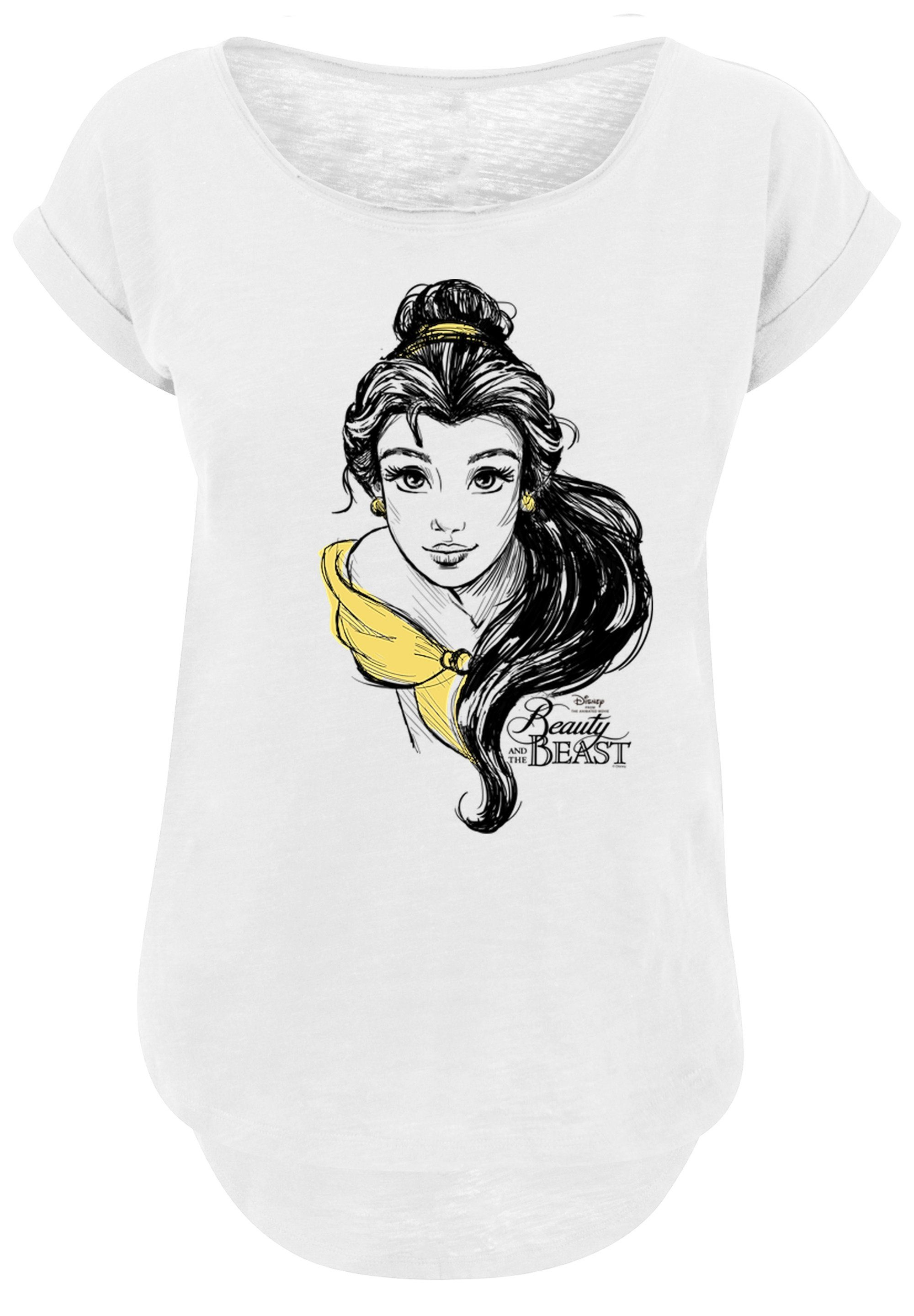 Damen Shirts F4NT4STIC T-Shirt Long Cut T-Shirt Disney Die Schöne und das Biest Belle Sketch