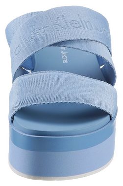 Calvin Klein Jeans FLATFORM SANDAL WEBBING IN MR Pantolette, Plateau, Sommerschuh, Schlappen mit Logoschriftzug