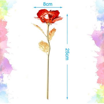 Kunstblume Rote Rosen Handgefertigt Konservierte Rose, Blattgold Rose, Fivejoy