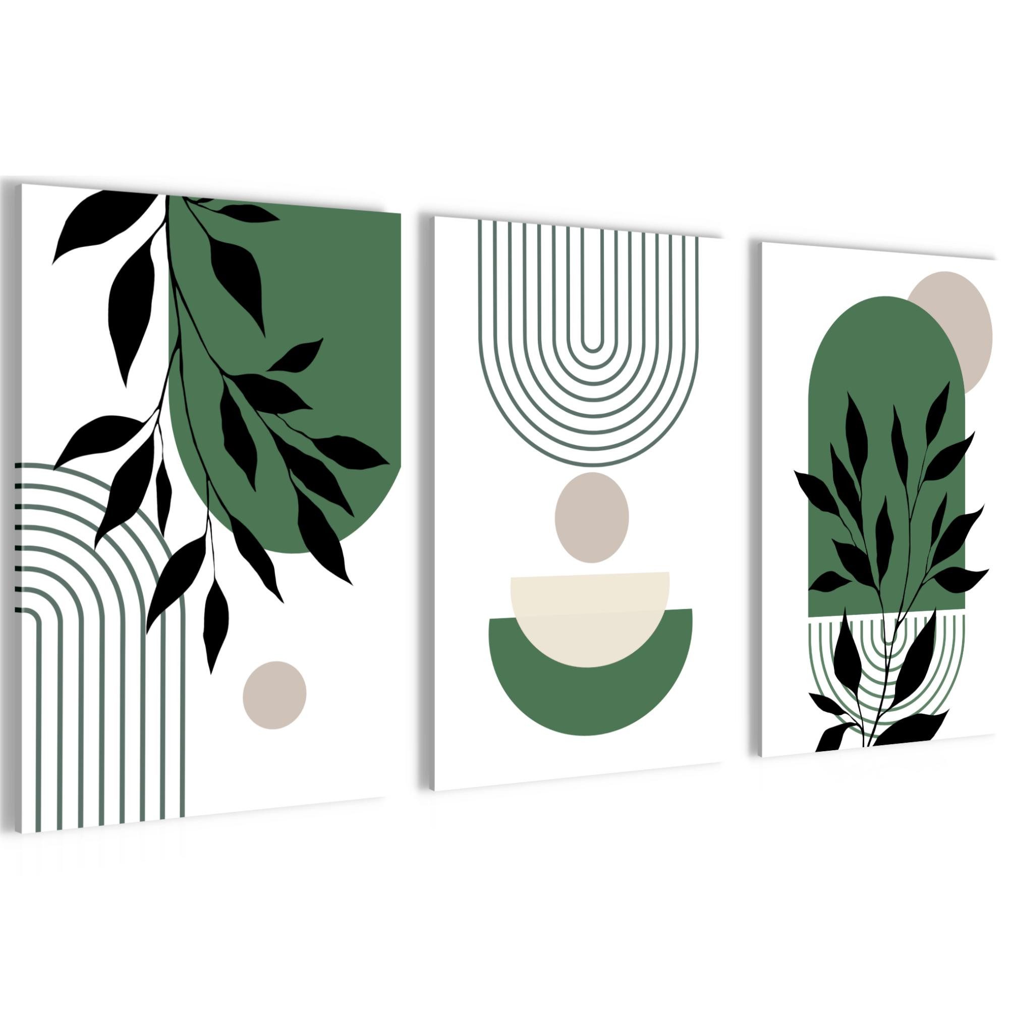 Novart Wandbild Wandbilder Wohnzimmer Abstrakt Figuren Bilder Deko, Grün, made in Germany, moderne Wandbilder, Boho Style